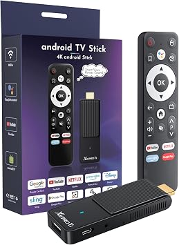Android TV Stick 14.0, 2025 4K TV Stick 2GB RAM 16GB ROM Ultra HD RK3518 CPU Supports 2.4G/5G Wi-Fi Bluetooth 5.0 USB HDR10 with Bluetooth Voice Remote Control - Black