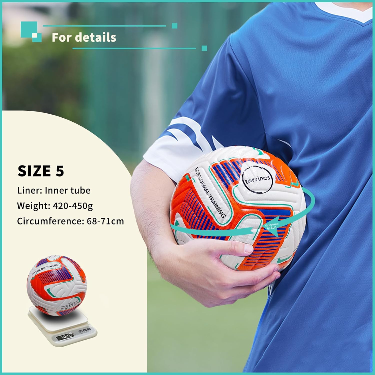 Soccer Ball Size 5,4 – Thermal Bonded Waterproof PU Leather, Professional Training & Match Ball for Youth & Adults, with Pump & Bag, Training Gift Set