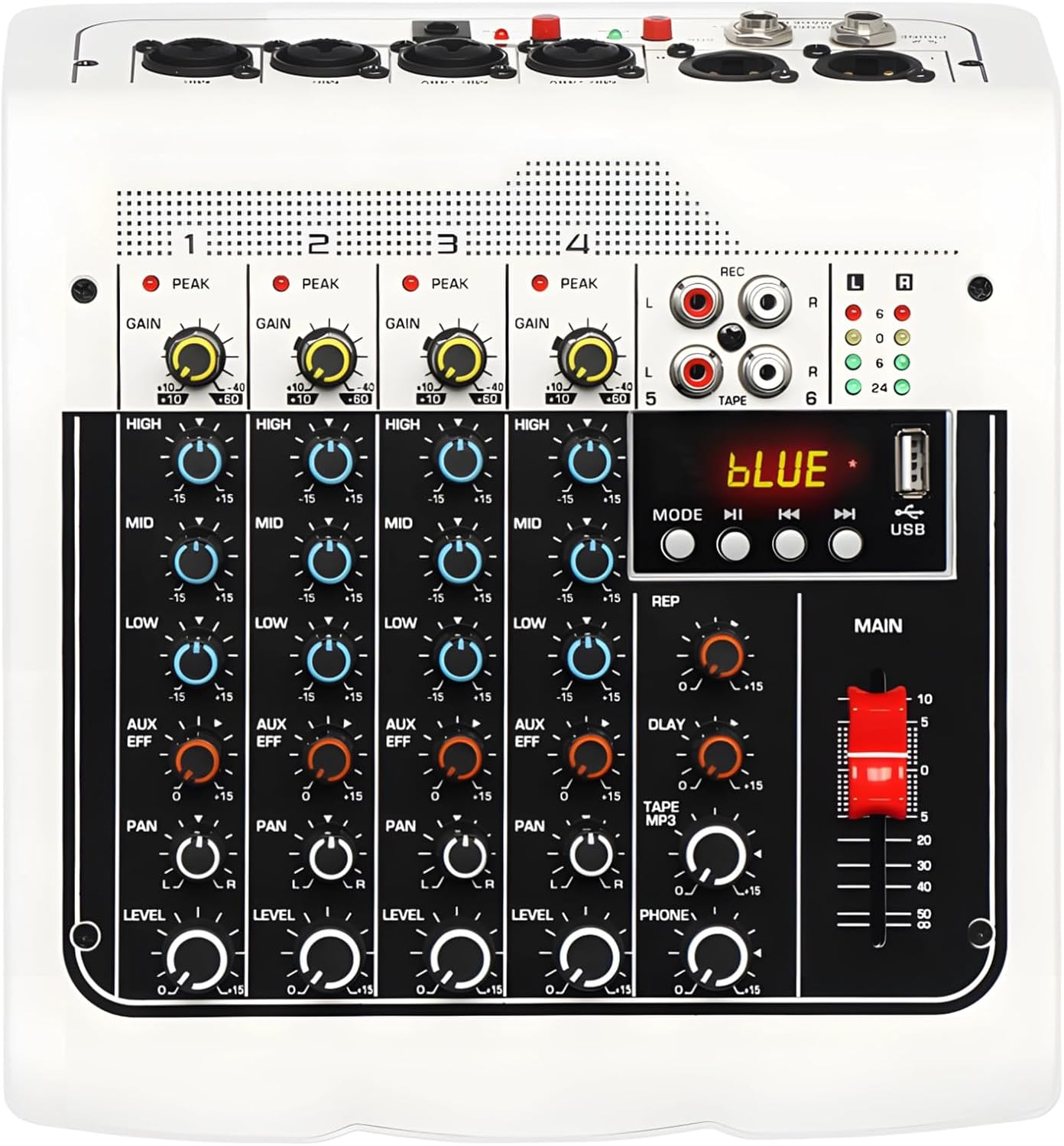 6-Channel Audio Mixer With & Usbmp3, Led Display, Metal & Plastic Build, Compatible With Computers, Great For Weddings, Karaoke & Stage