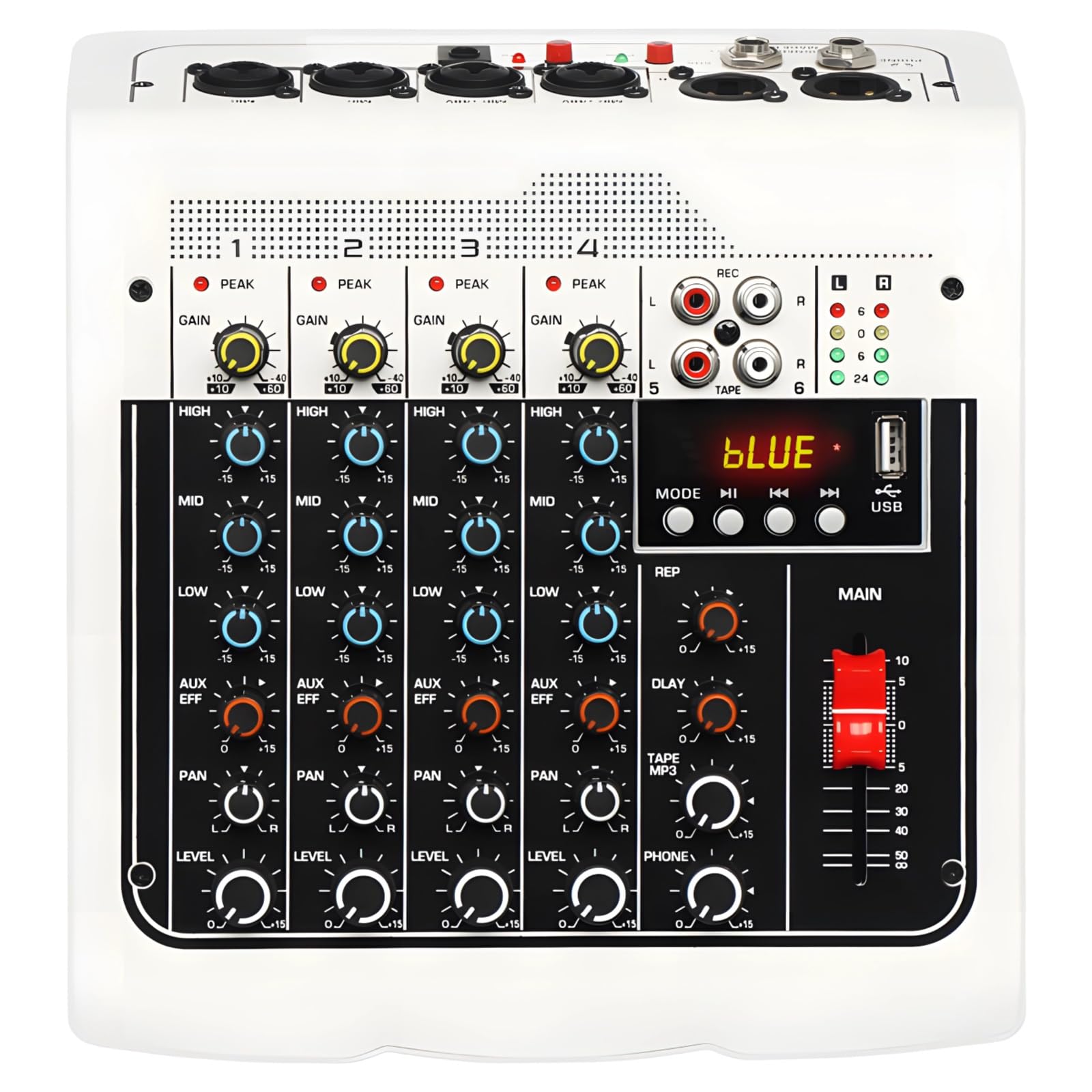 6-Channel Audio Mixer With & Usb Mp3, Led Display, Metal/Plastic, Compatible With Computers, Great For Weddings, Dj, And Karaoke