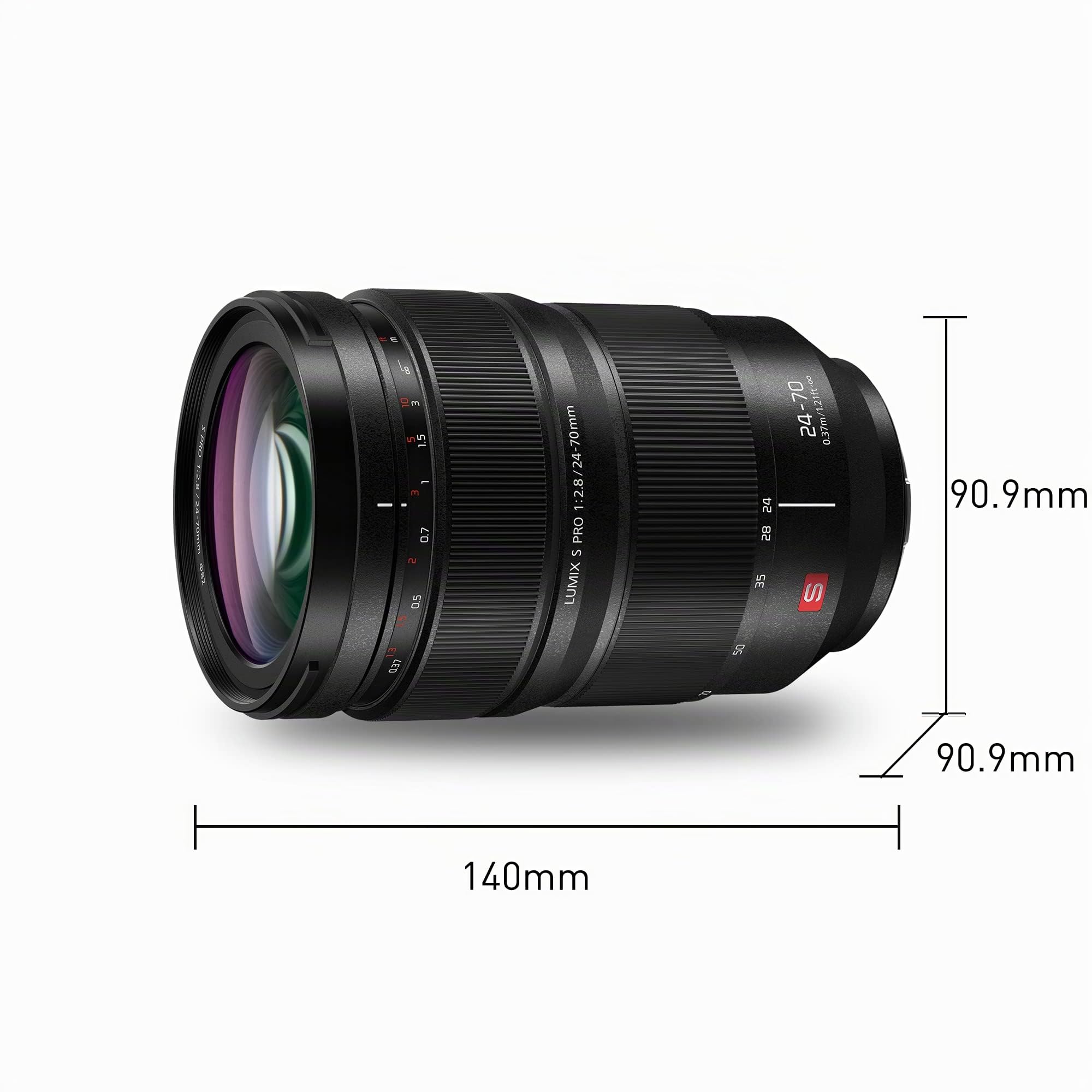 Panasonic Lumix S Pro 24-70mm F2.8 | Objectif Zoom Lumineux Plein Format S-E2470E (Ouverture F2.8 Constant, Zoom 70mm, Bague de débrayage, Tropicalisé, Compact et léger) Noir – Compatible Monture L