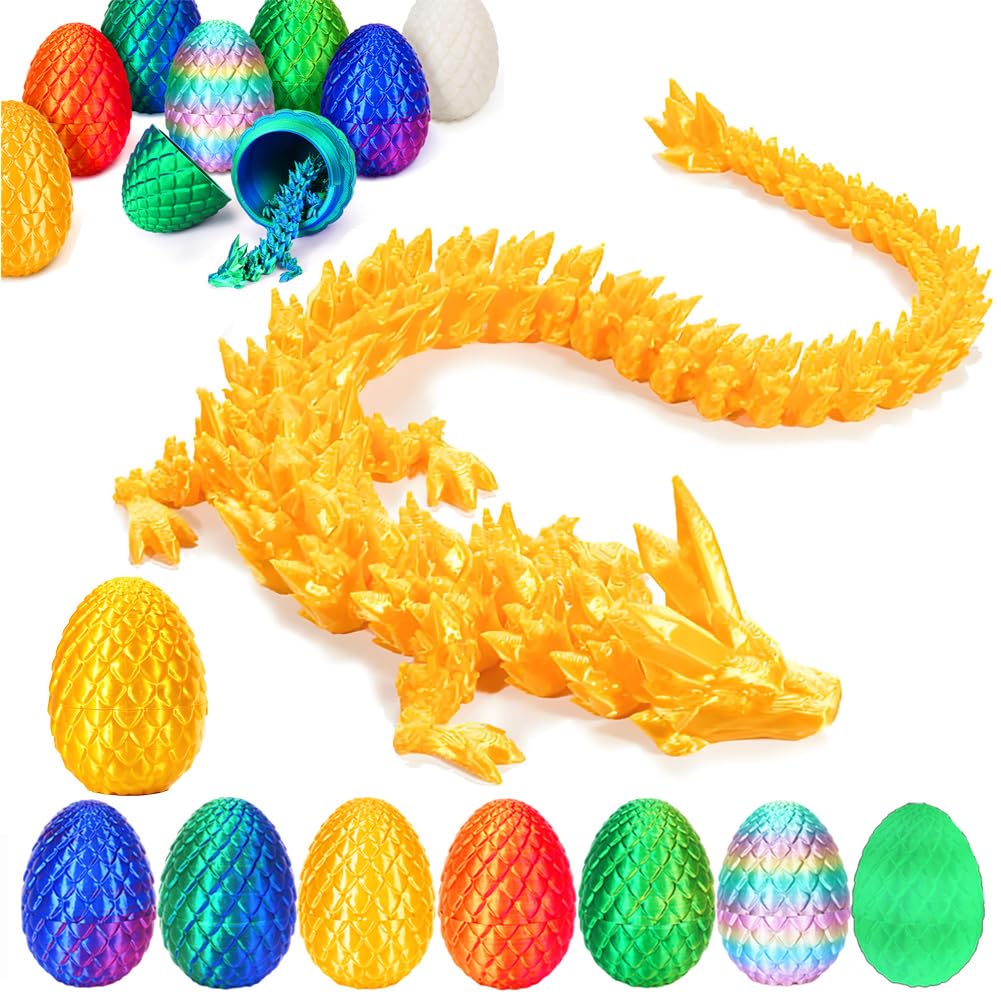 YILCER 12" 3D Printed Dragon, Upgraded Fall Protection Dragon Egg & Reinforced 3D Dragons Joints