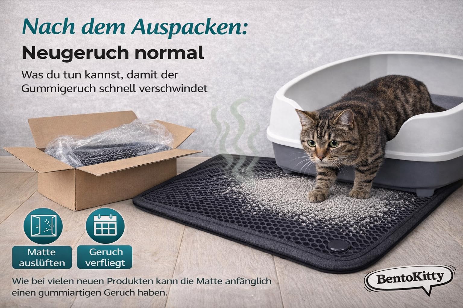 Katzenklo Matte XL (50x75 cm, Schwarz) - abwaschbar wasserdicht einfache Reinigung dank doppeltem Klettverschluss Katzenstreu Matte Katzenhygiene Katzentoilette Katzen WC