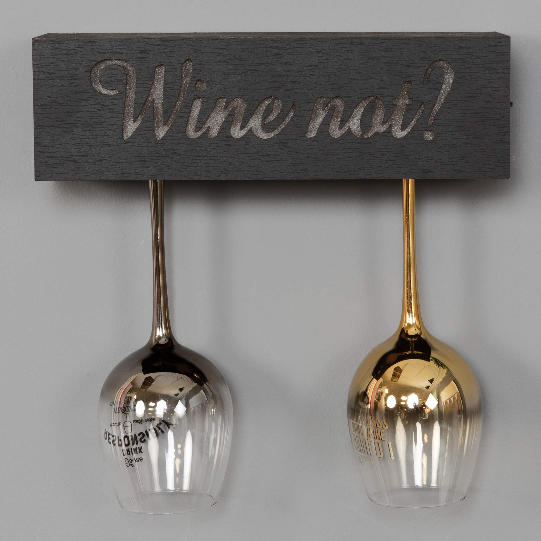 Widdop and Co Der rustikale Weinglashalter mit 2 getönten Gläsern und LED Beluchtung - Ein Gläschen Wein gefällig???
