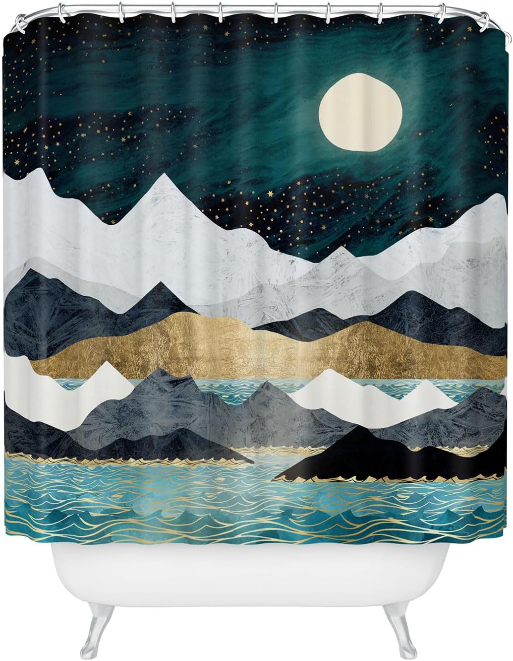 Society6 Shower Curtain - Bathroom Decor by SpaceFrogDesigns - Fabric Shower Curtains for Bathroom, 72" x 69", Ocean Stars
