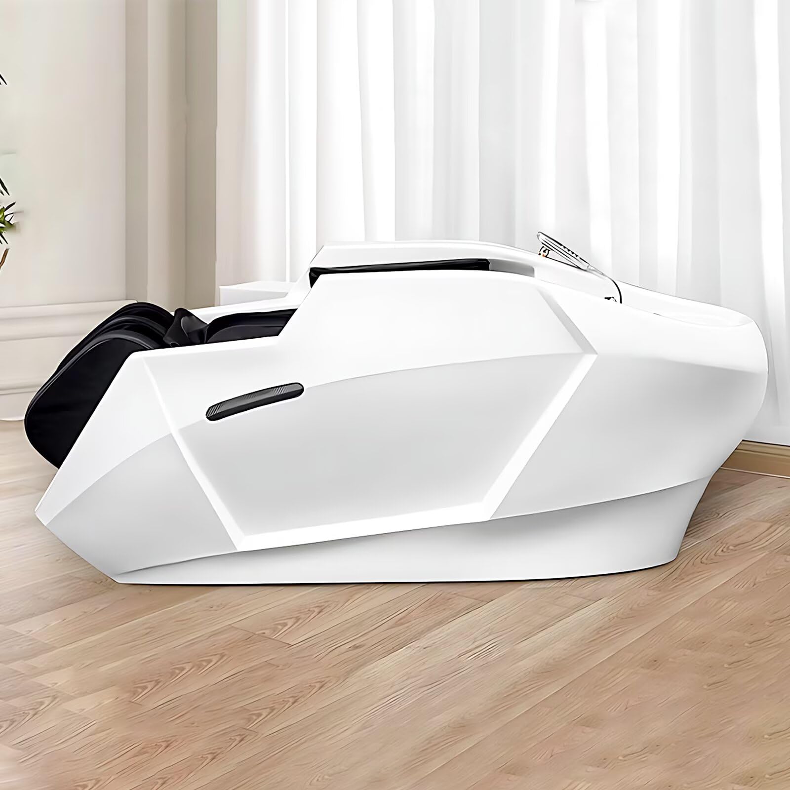 Salon Shampoo Bed Massage Table with Electric Leg Lift White Futuristic Design Head Spa Equipment Beauty Bed for