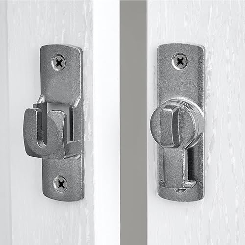 Miniatura 3 de Paquete de 3 cerraduras grises para puerta de granero de 90180 grados, protegen la privacidad, pestillo de seguridad para puerta, herrajes para