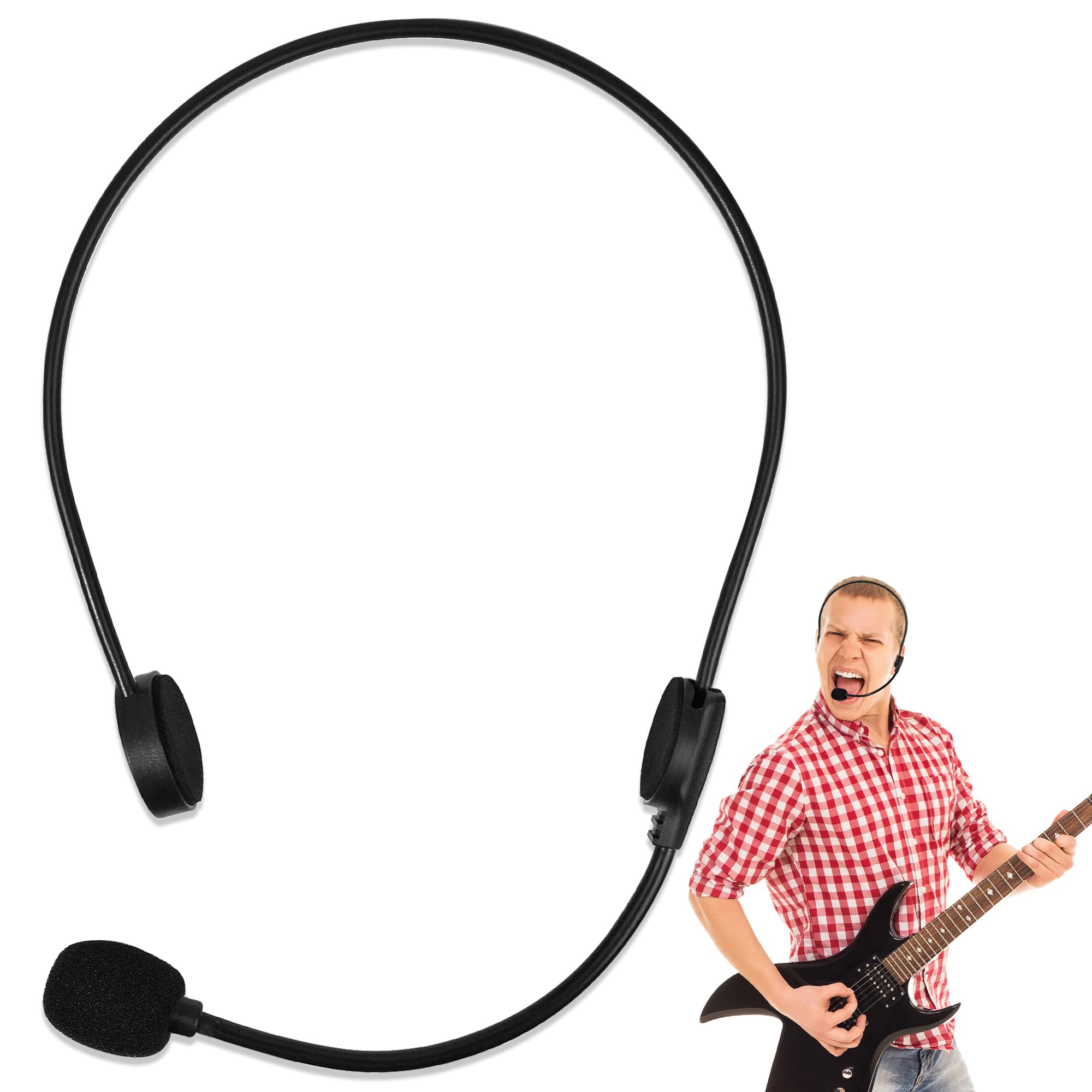 Photo 1 of MUKOSEL Rockstar Costume Accessories Fake Rock Star Singer Microphone Headset Prop Mic Popstar Costume Accessory Prop for Halloween Cosplay Music Party