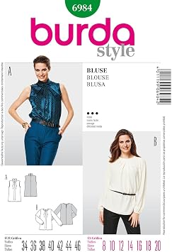Burda Tops Sewing Pattern 6984 - Blouse Sizes 8-20