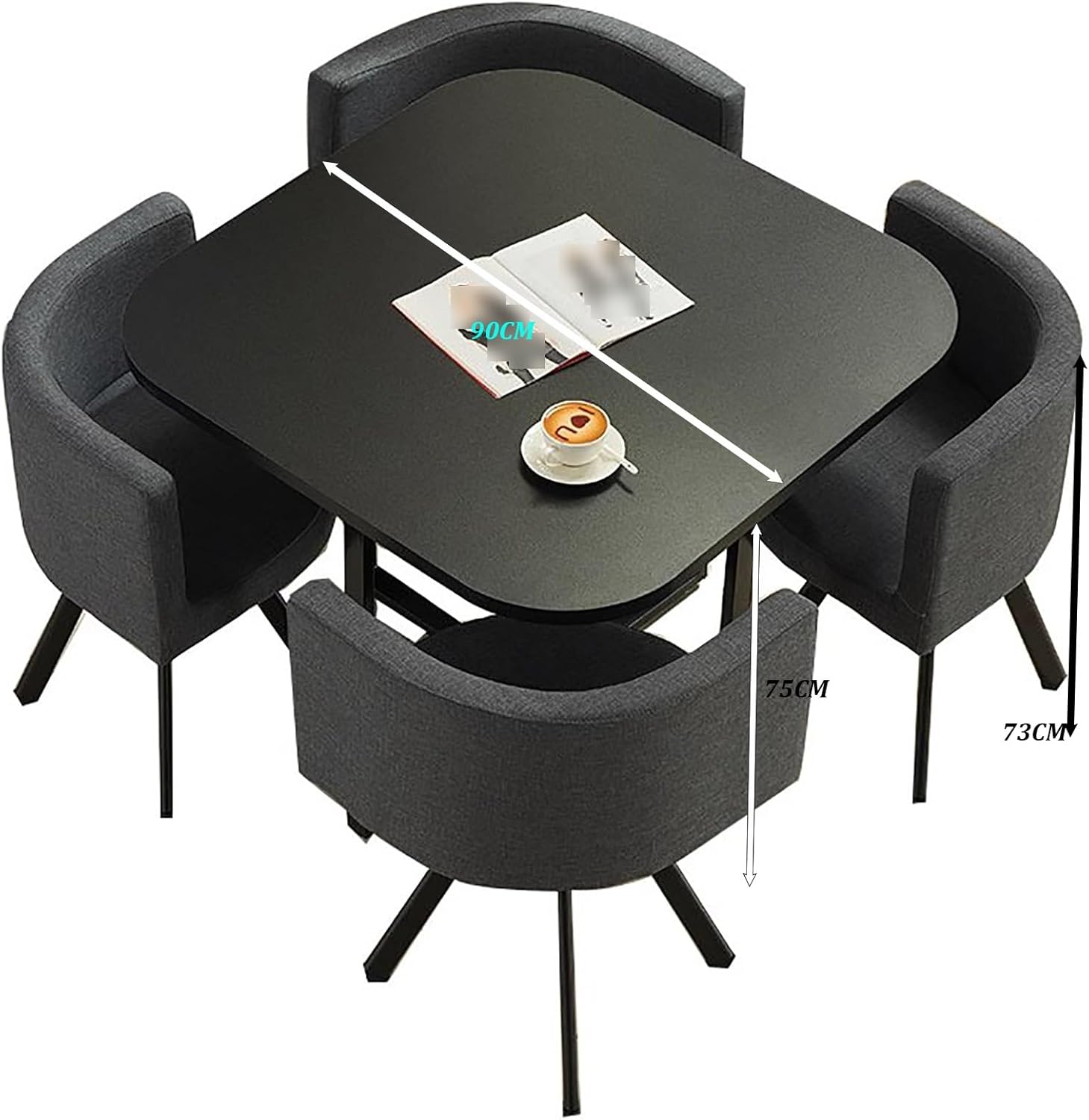 Square Dining Table Set for 4,Table and 4 Chairs,Coffee Table and Chair Combination Balcony Living Room Dining Table,Office Table and Chair Set,Suitable for Living Room. (Size : Style5)