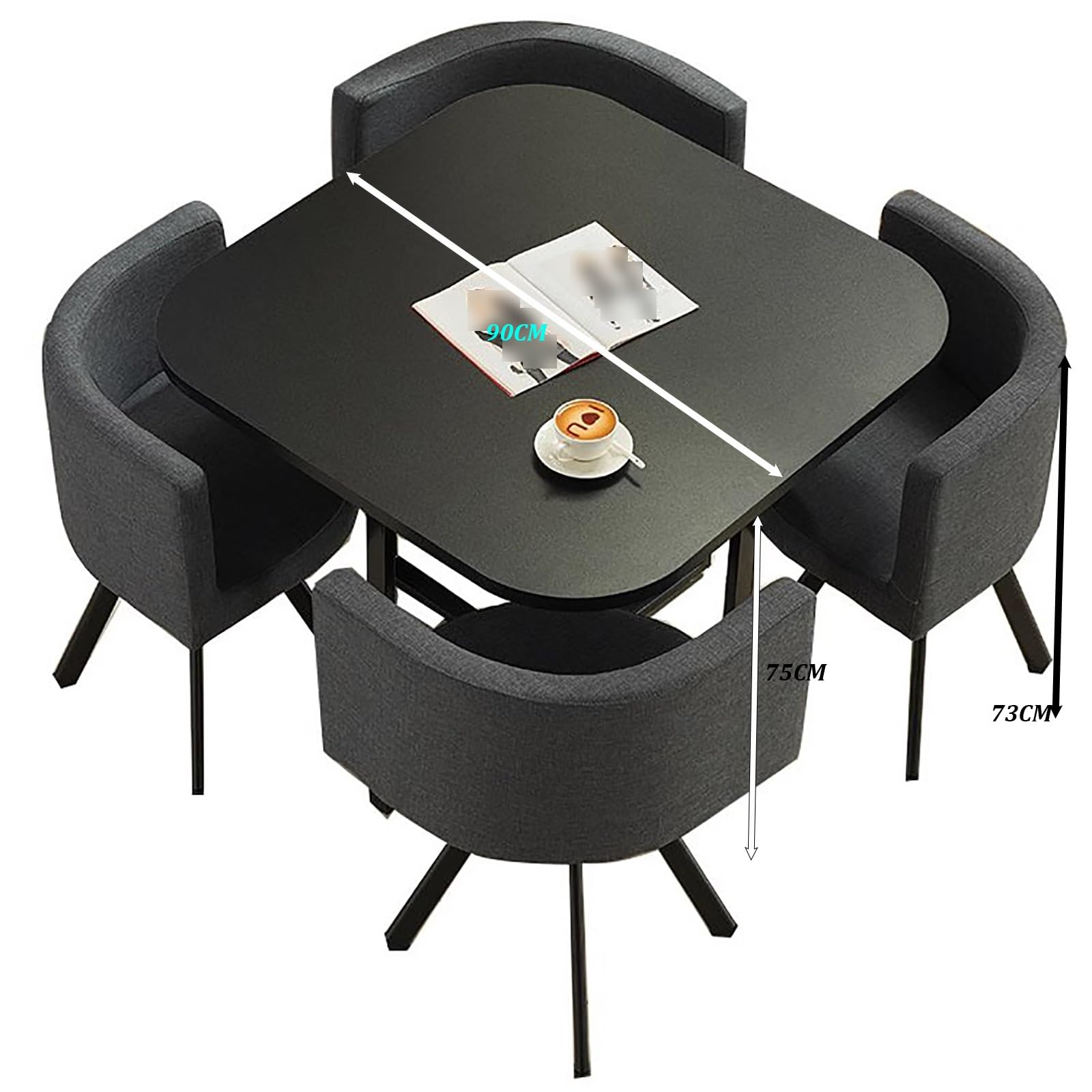 Ensemble Table à Manger carrée 4 Personnes avec 4 chaises, élégant Ensemble Table Basse et chaises pour Salon, Balcon et Bureau, Parfait pour Les espaces Modernes (Taille : Style3)