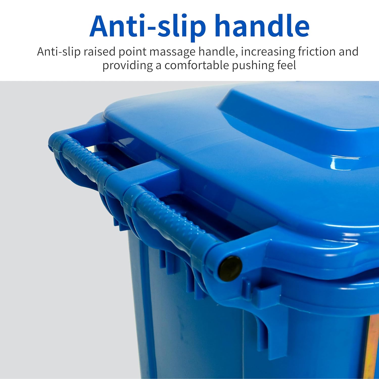 2 Pack 64 Gallon Outdoor Garbage Can with Wheels, Hands-Free and Foot Pedal Trash Can for Restaurant, Garden and Open Areas (Blue)