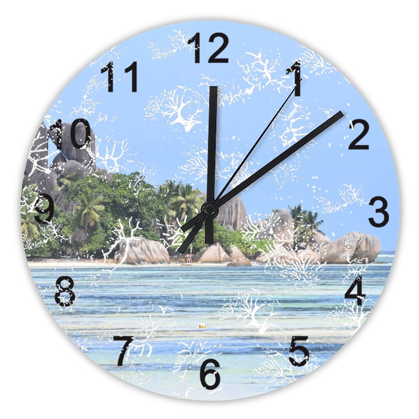 Horloge murale silencieuse pour un sommeil sans tic-tac et une deco Seychelles