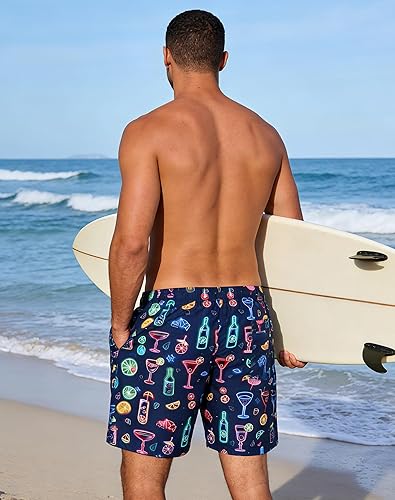 Miniatura 6 de uideazone Traje de baño para hombre con forro de compresión, pantalones cortos de natación de 7 pulgadas de entrepierna, impermeables, de secado