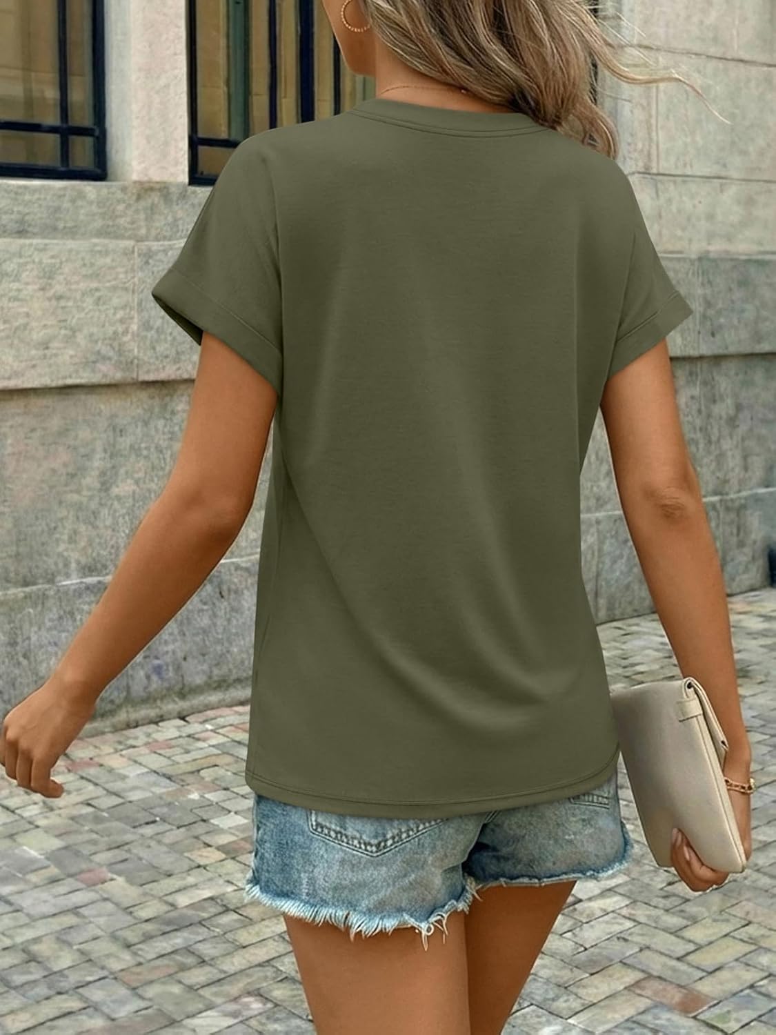 AUTOMET Womens Spring Tops 2026 Short Sleeve Shirts Henley Dressy Casual Blouses V Neck Fashion Tunics Trendy Flowy Clothing - Image 5