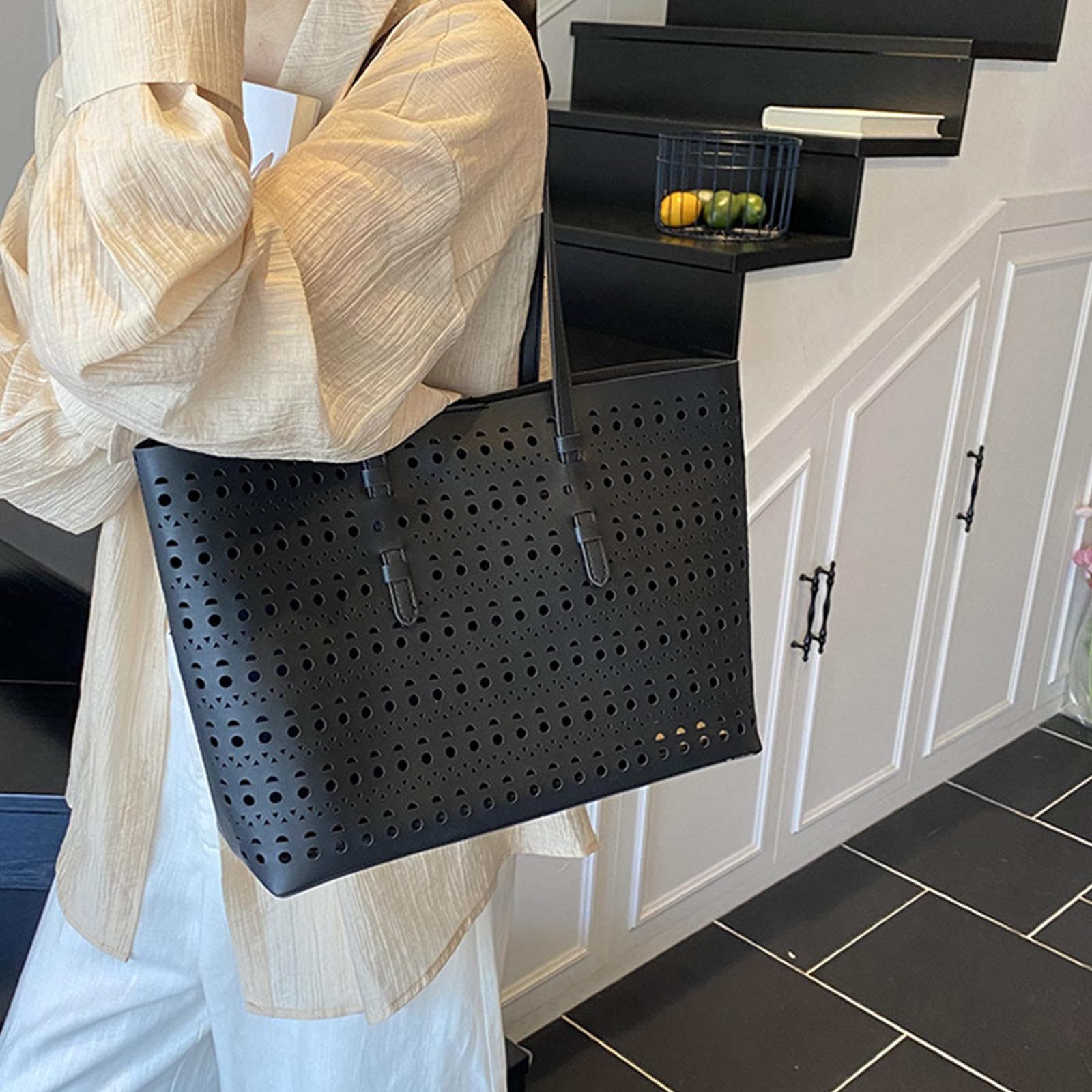Borsa a Tracolla Leggera in PU Cava per Professionisti pendolari di Lavoro spaziosi con Tasche Multiple e pendolari quotidiani Resistenti allo Strappo