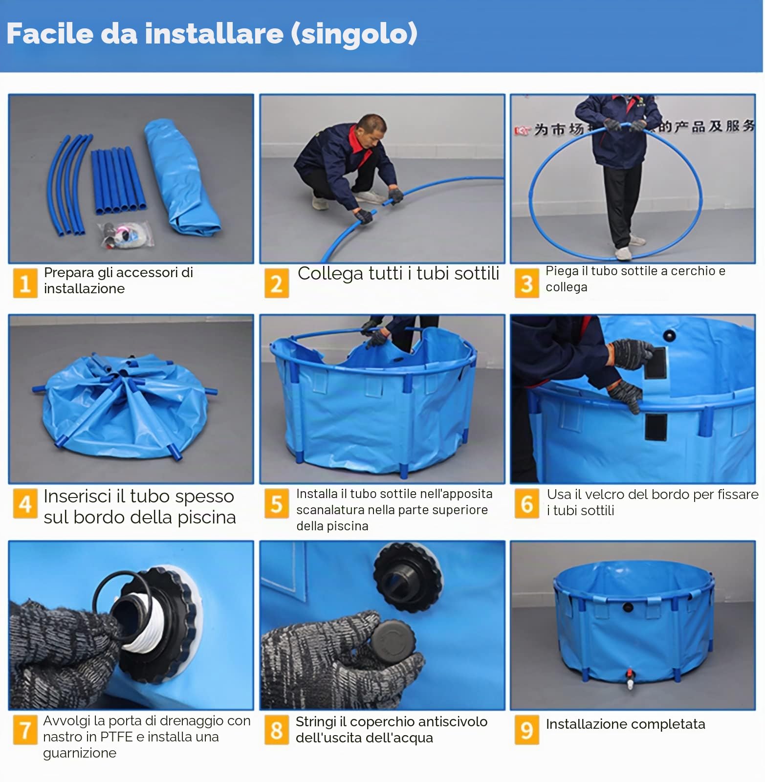 Piscina Fuori Terra/ Telaio Acciaio 1m 1.5m 2m 2.5m 3m 4m 5m 6m 7m 8m 9m 10m Diametro Piscina Rotonda Fuori Terra, Gonfiabile Profondo 60 80 100 120cm Extra Large Frame Pool / Piscine Incorniciate ( C