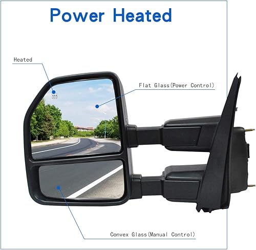 Miniatura 3 de JZSUPER Espejos de remolque 2017 2018 2019 2020 aptos para Ford F250 F350 F450 F-550 Super Duty Pickup Truck con luz de señal de giro calentada con