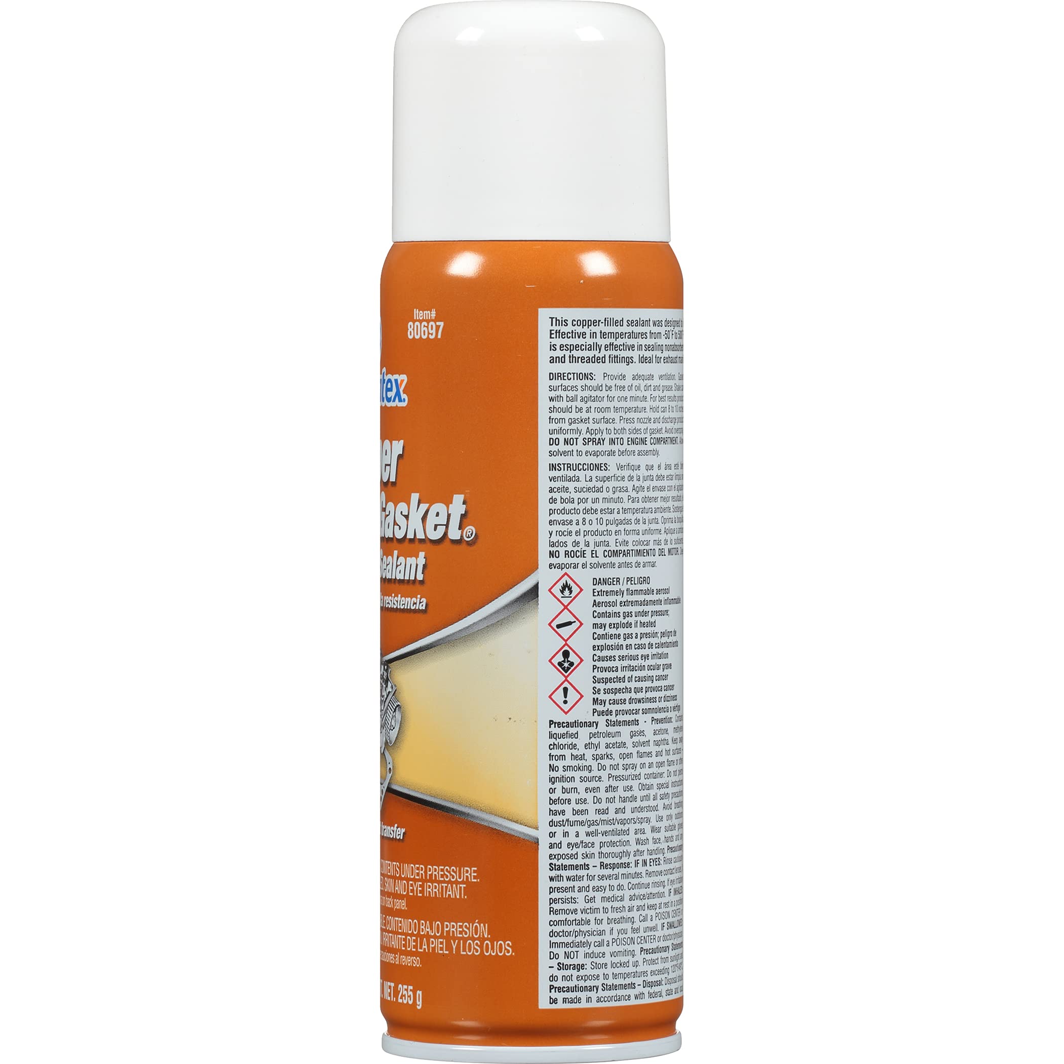 Permatex 80697 Copper SprayAGasket HiTemp Adhesive Sealant, 9 oz