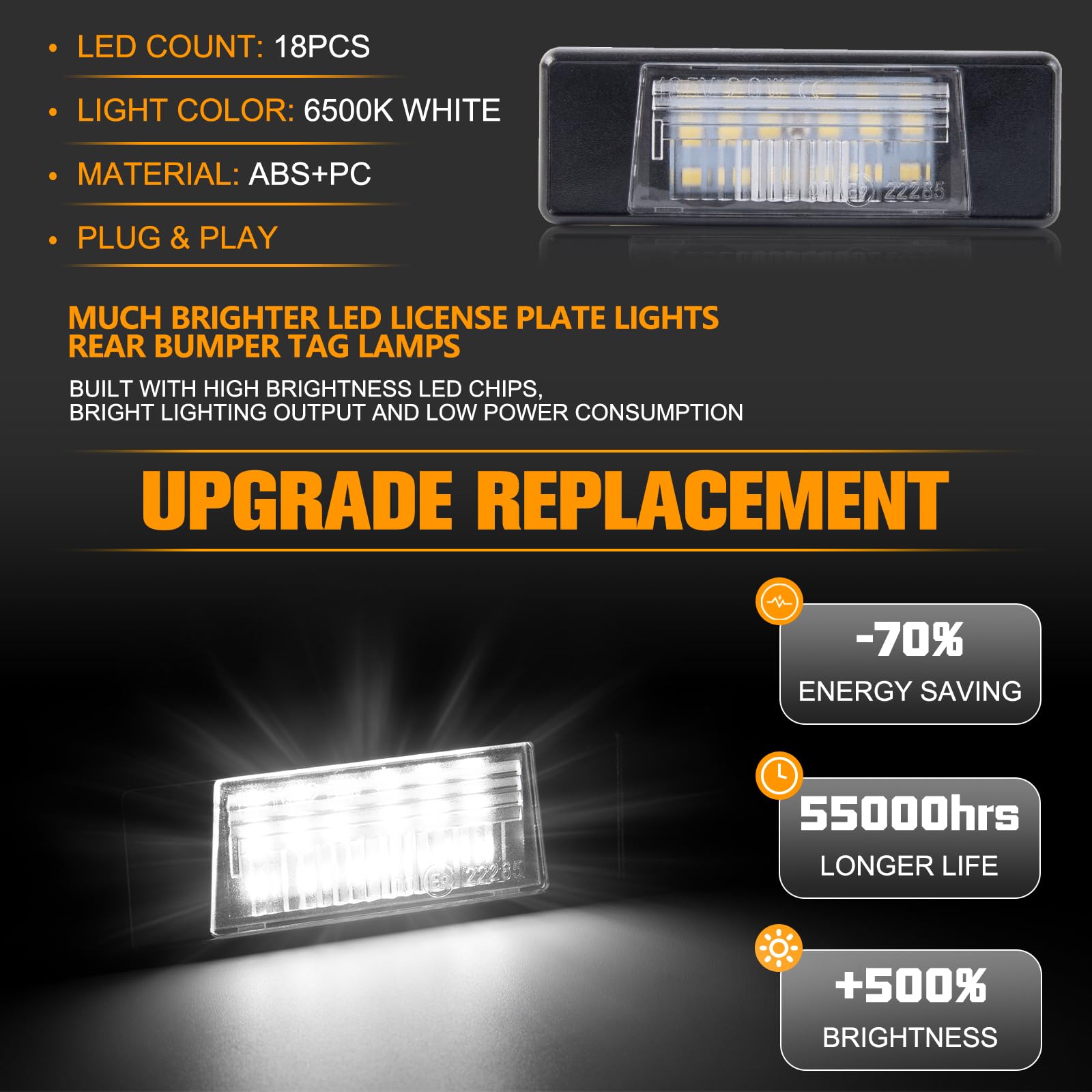 Gempro Led License Plate Light Tag Lamp Assembly Compatible with Nissan Armada Juke Versa NV200 Rogue Sport Infiniti Q50, 6000k White