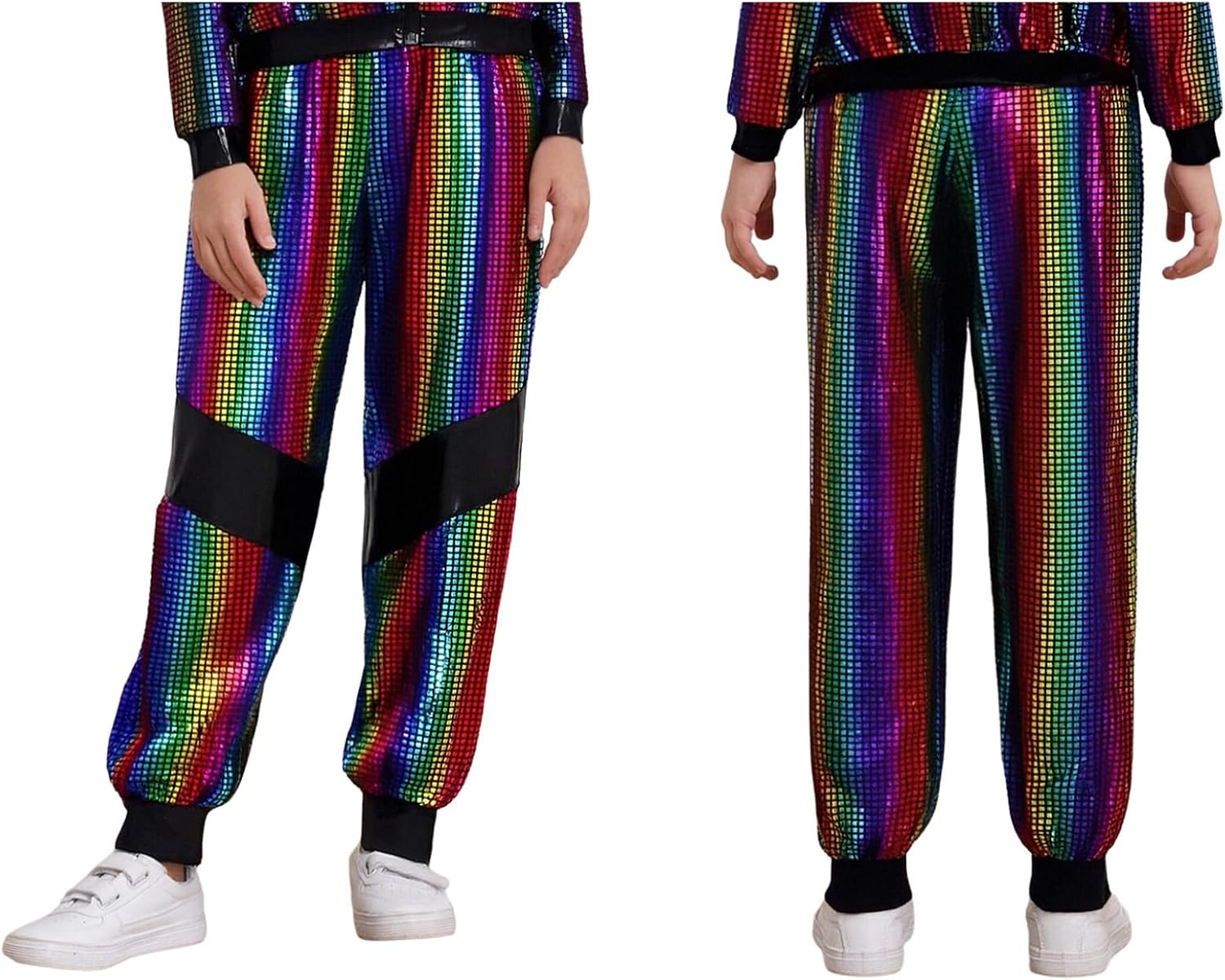 Kids Girls Boys Shiny Metallic Trousers Modern Hip Hop Street Dance Leggings Pants Joggers Sweatpants