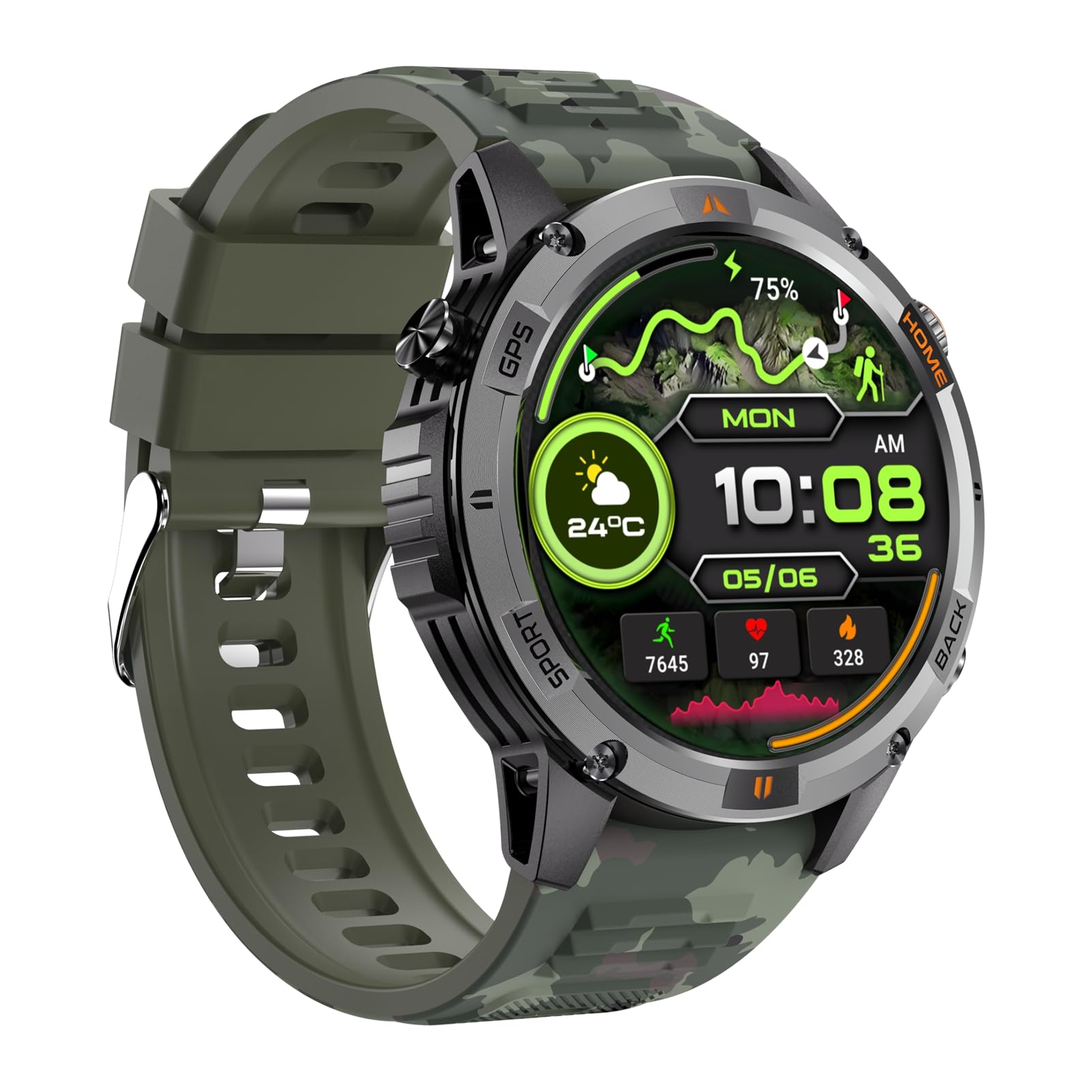 Domary Reloj Deportivo Inteligente Rastreador de Actividad Multideporte GPS con Más de 100 Modos Ejercicio Pantalla HD 1,46 Pulgadas Monitor Frecuencia Cardíaca IP68 para Hombres
