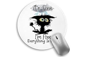 Round Circle Mouse Pad with Funny Cat, 8.6 Inches Mousepad with Non-slip...