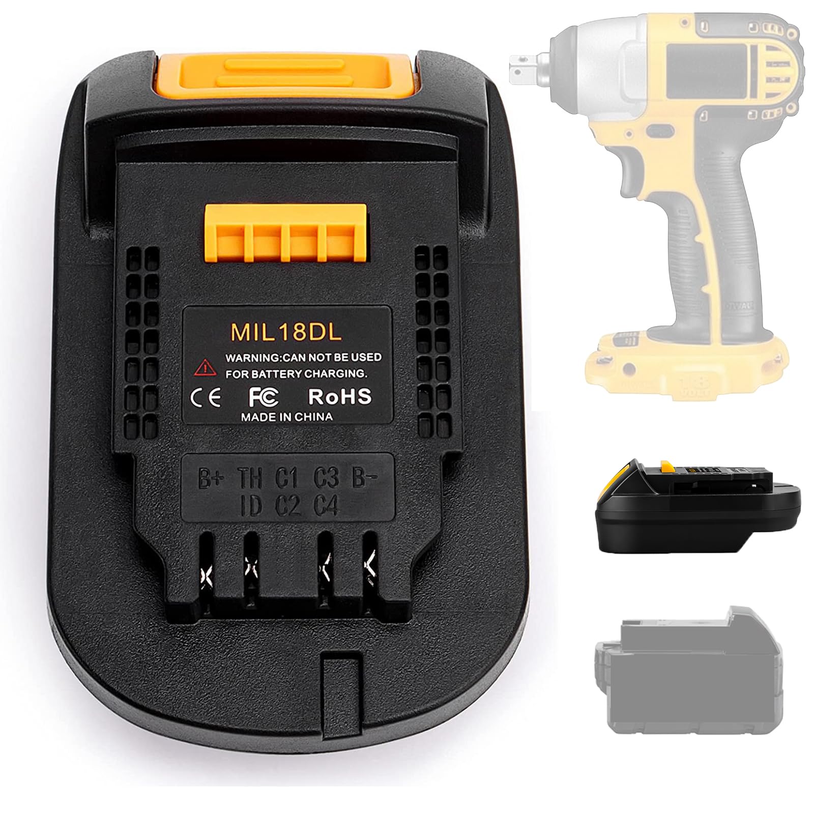 ZDTZAN Adapter MIL18DL for Milwaukee 18V Battery to for Dewalt 20V Tools, Convert for M18 Battery to for Dewalt 20V Tool Use