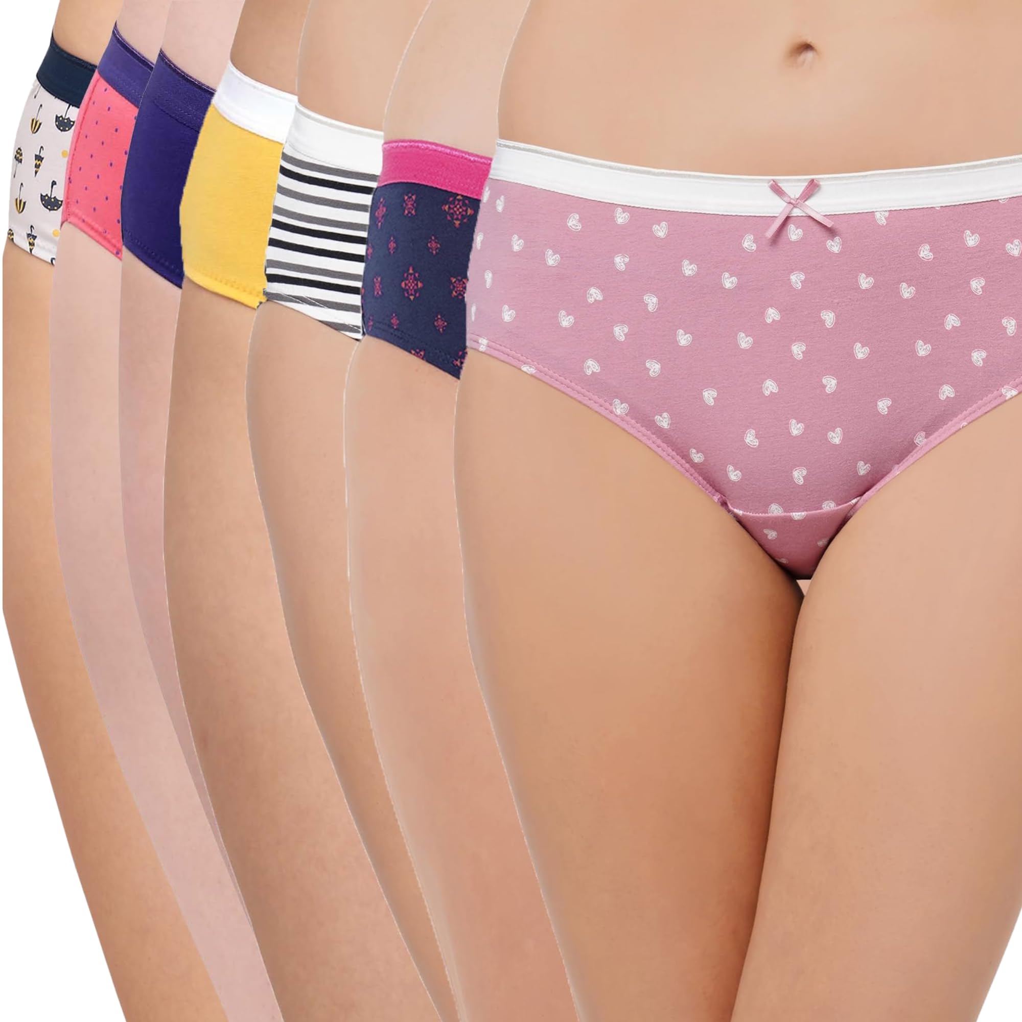 soie Women's High Rise Full Coverage Solid and Printed Cotton Stretch Hipster Panty (Pack of 6)…-picture-18