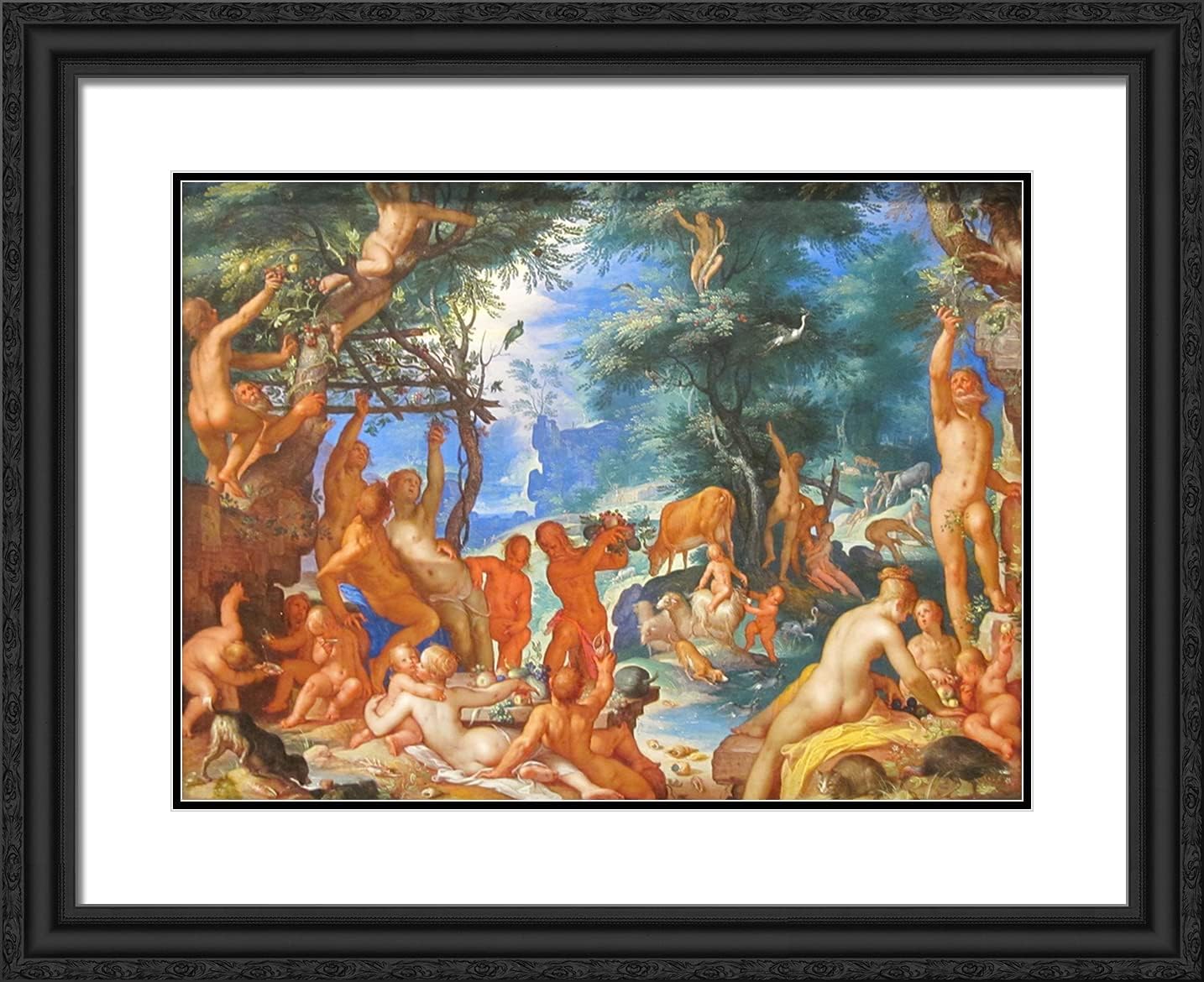 ArtDirect Wtewael, Joachim 24x20 Black Ornate Framed Art Print with Double Matting Titled: The Golden Age
