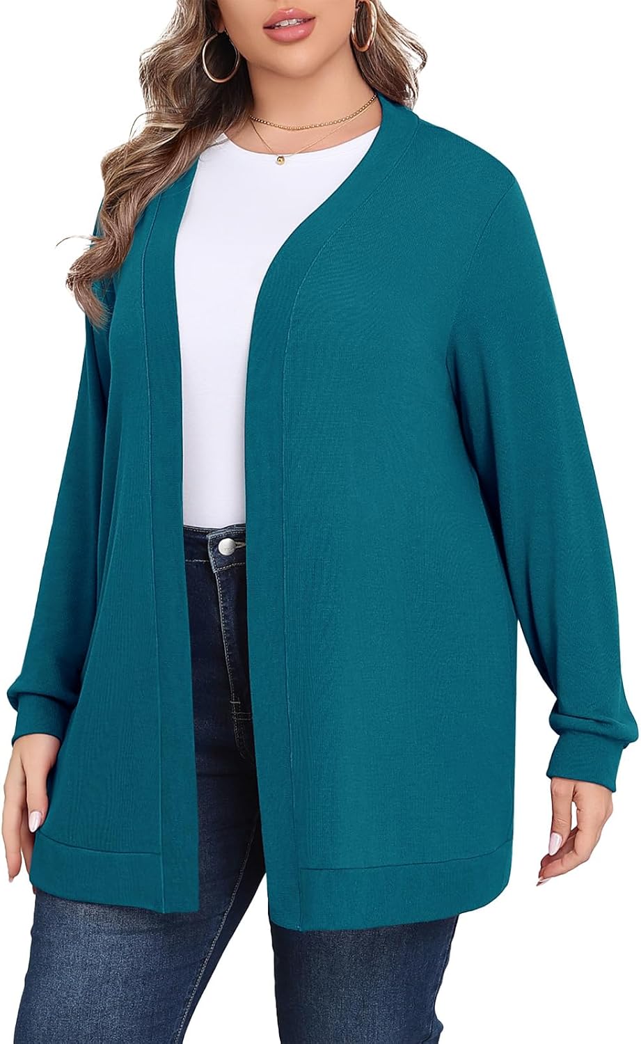 POSESHE Womens Plus Size Cardigan Sweater 2025 Fall Long Sleeve Lightweight Knit Open Front Casual Loose Cardigan - Image 4