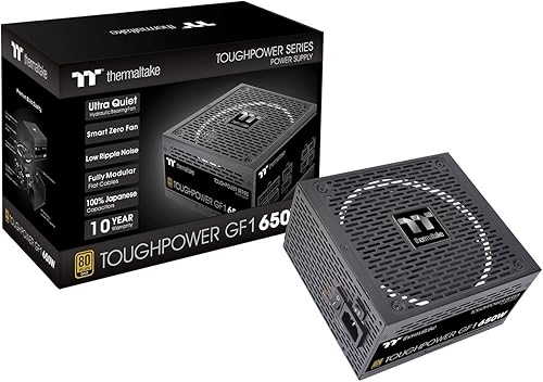 Vista 61 de Thermaltake Toughpower GF3 Snow Edition 1200W 80+ Gold Full Modular SLI/Crossfire Ready ATX 3.0 Fuente de alimentación PCIe Gen.5 600W 12VHPWR Nieve