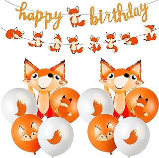 Lenwen 34 Pcs Jungle Animal Party Decorations Cute Animal Birthday Party Supplies Include Farm Animal Theme Banner, Animal Woodland Latex Balloons for Boy Girl Birthday Baby Shower Wedding Graduation