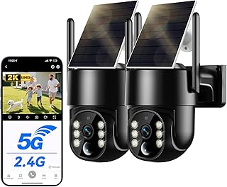 Suloron 2K 4MP WiFi Surveillance Camera Wireless Solar 360° PTZ Outdoor Camera Solar Battery 2.4 GHz 5 GHz Night Vision Co…