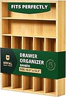 Vista 1 de ROYAL CRAFT WOOD Estante de Utensilios de Bambú de Lujo y Organizador de Cubiertos, Organizador de Cajón de Cocina - Soporte de Utensilios y Bandeja