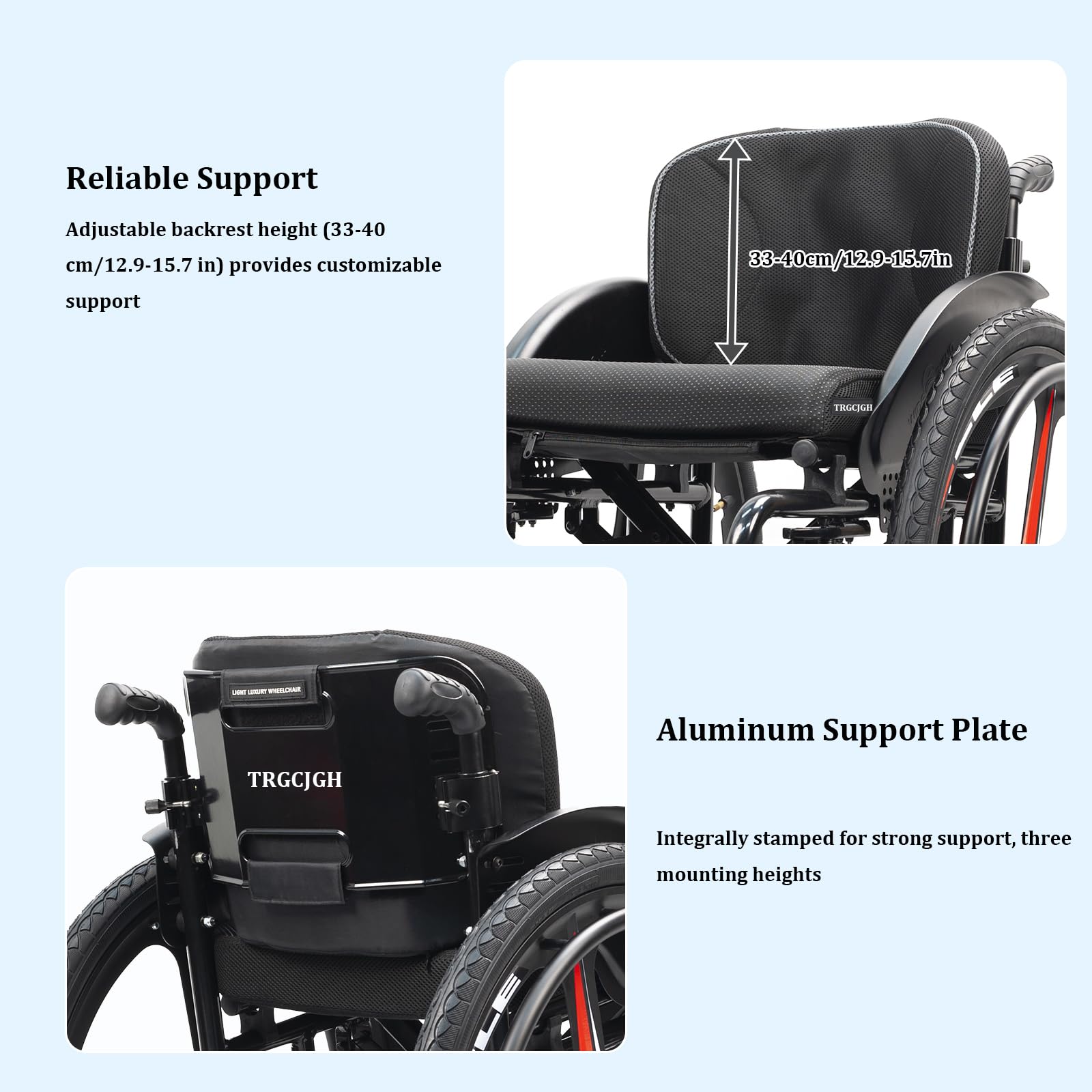 Silla de Ruedas Ligera Plegable de Aluminio, de tránsito, Autopropulsable, Frenos de Mano, Reposapiés abatibles, para minusválidos(Size:15.7in Seat Width,Color:Sports Style)