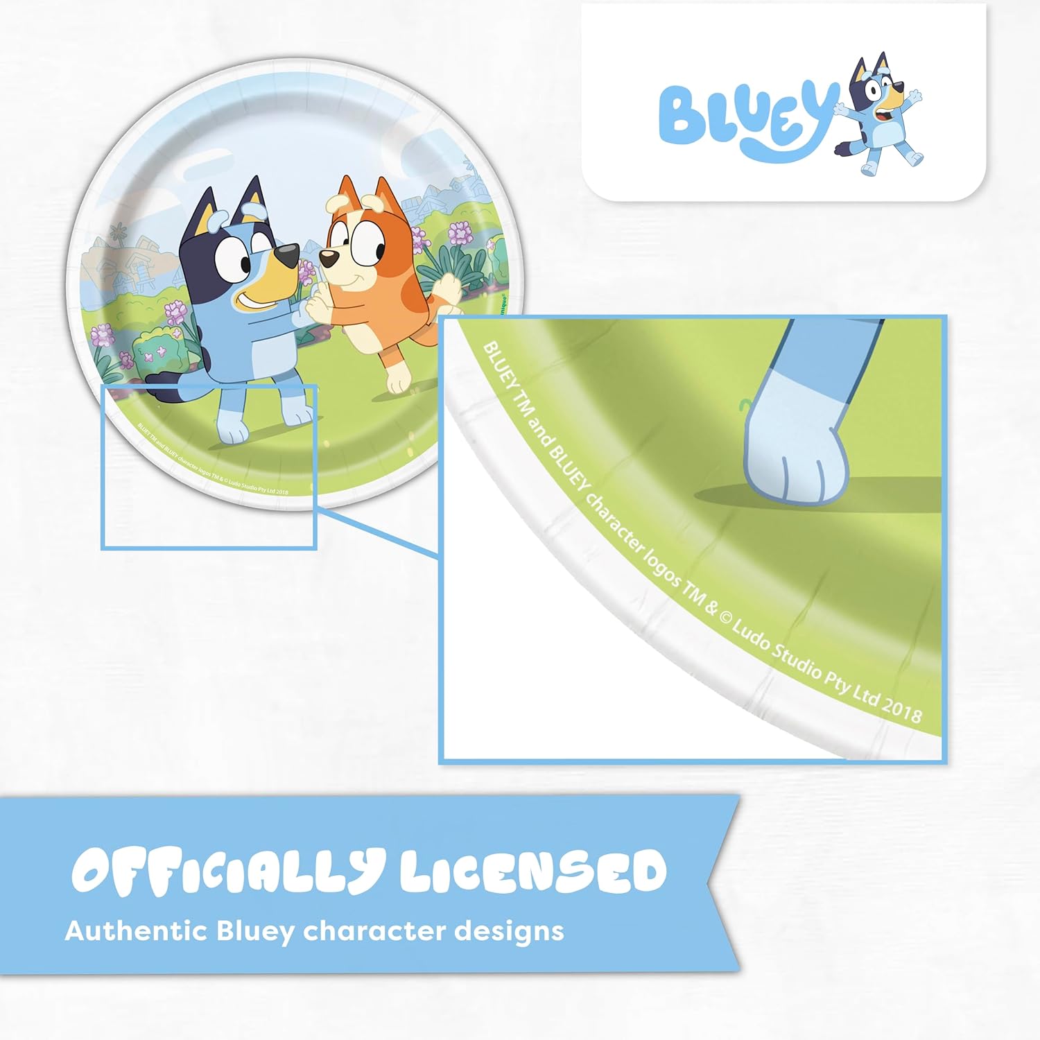 Bluey Birthday Decorations and Party Supplies | Serves 16 Guests | Complete Bluey Party Decorations Set | Banner, Tablecloth, Balloons, Dessert Plates and Napkins, Sticker | Officially Licensed