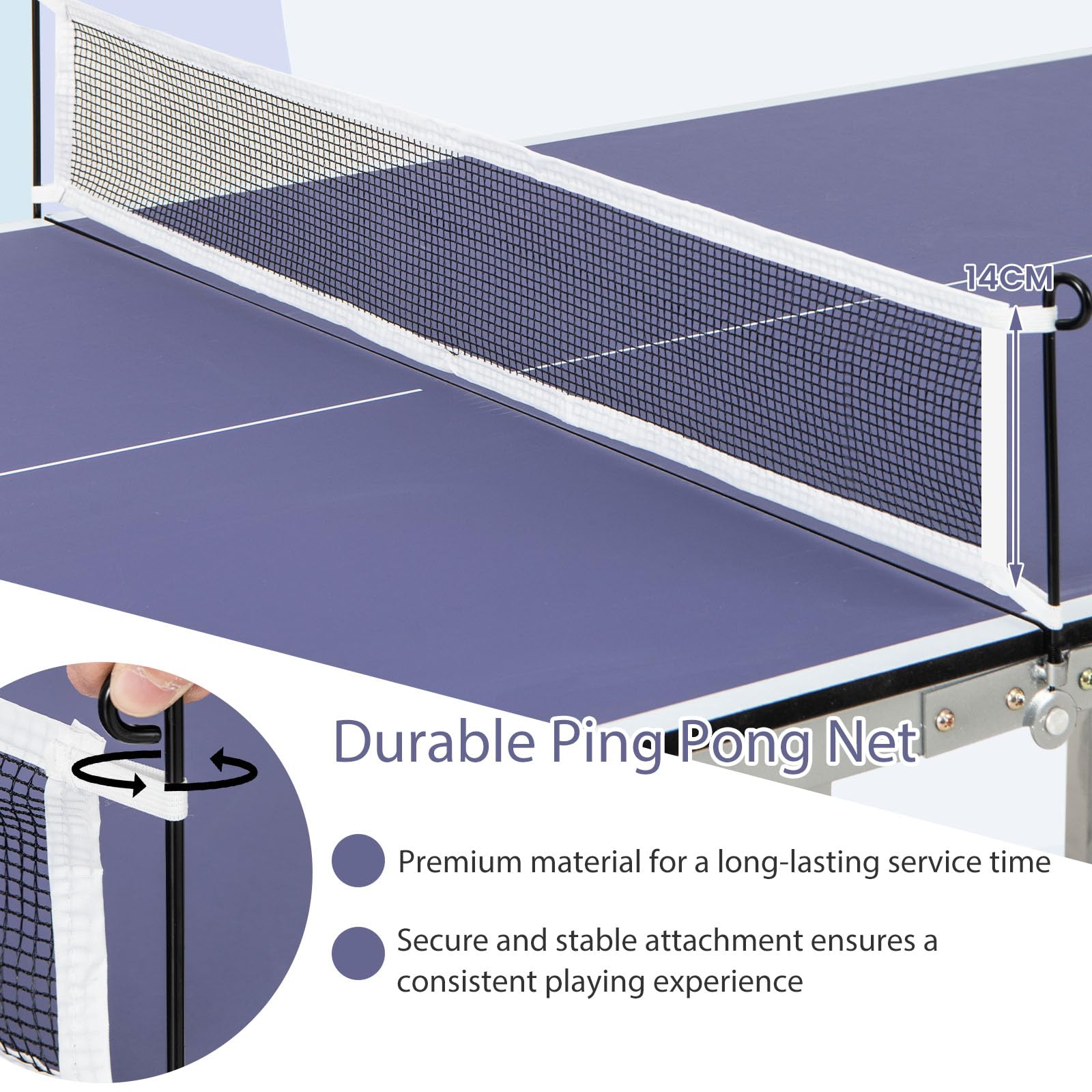 LIFEZEAL Ping Pong Table, Mini Tischtennisplatte aus Metall, Ping Pong Tisch mit Netz, Bälle, Schläger, Faltbare Tischtennistisch für Tischtennissport 180 x 90 x 76 cm