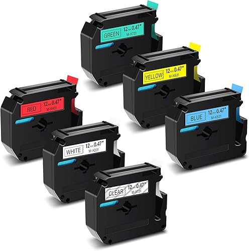 GREENCYCLE Compatible con Brother M-K131 M-K231 M-K431 M-K431 M-K531 M-K631 M-K731 M-K731 Reemplazo de cinta de etiquetas para P Touch PT-70BM