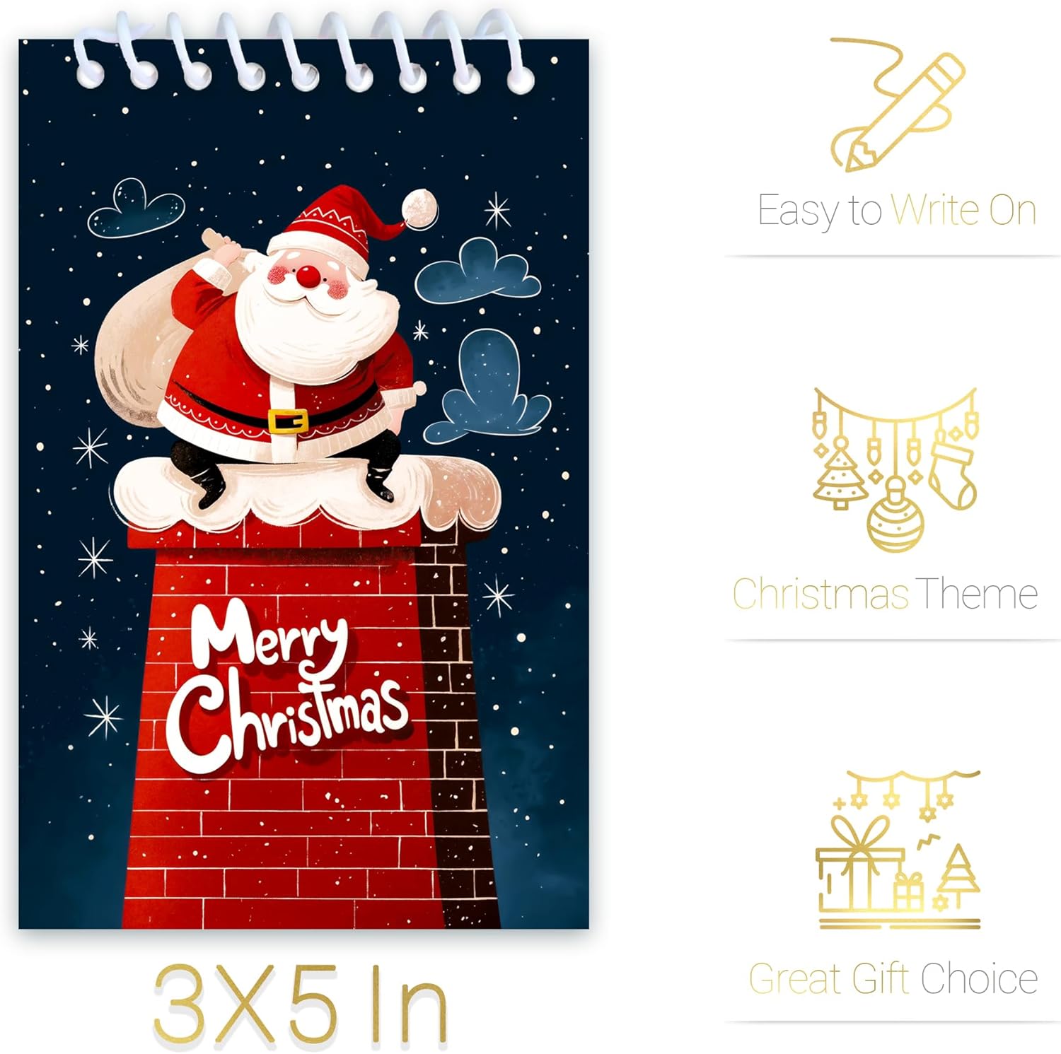 24Pcs Christmas Mini Spiral Notepads Christmas Theme Holiday Small Notebooks, Merry Christmas Memo Spiral Notebooks, Gift Xmas Party Favor Supplies Stocking Stuffers for Coworkers
