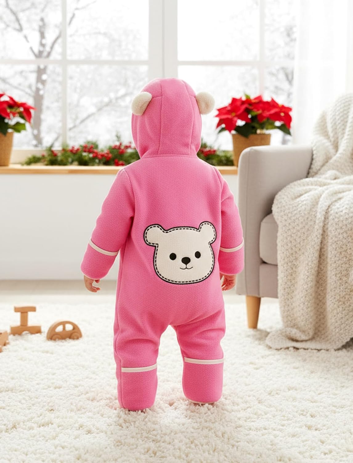 PATPAT Fleece Hooded Footed Clothes, Soft Warm Footie Covers, Car Seat Friendly, Easy Zip,Cute Romper Newborn Infant Jumpsuit - Image 7