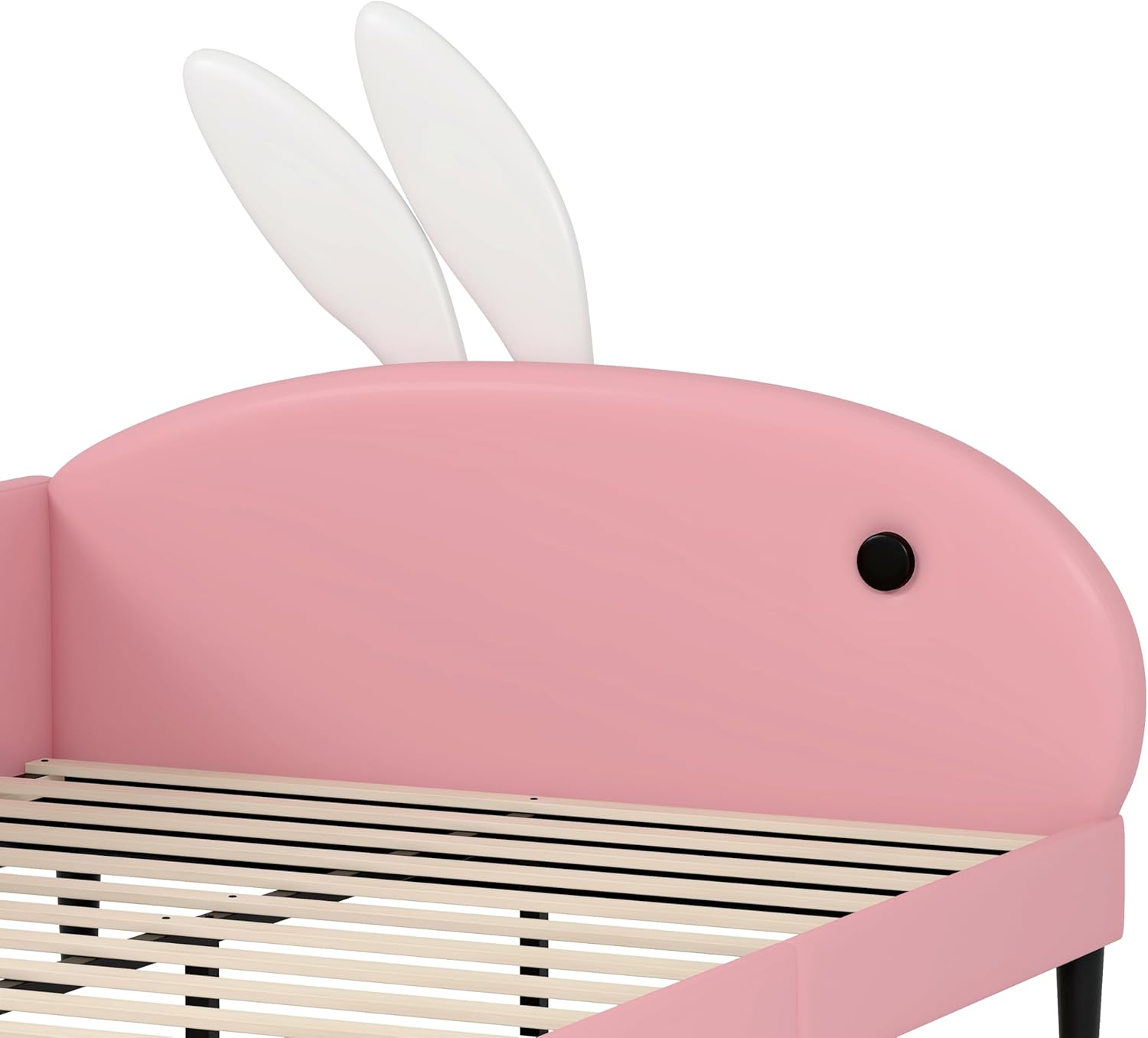 Upholstered Daybed Full Size with Rabbit Ear Headboard, Multi-Function Sofa Bed for Girls Boys, No Box Spring Needed (Pink, Full)