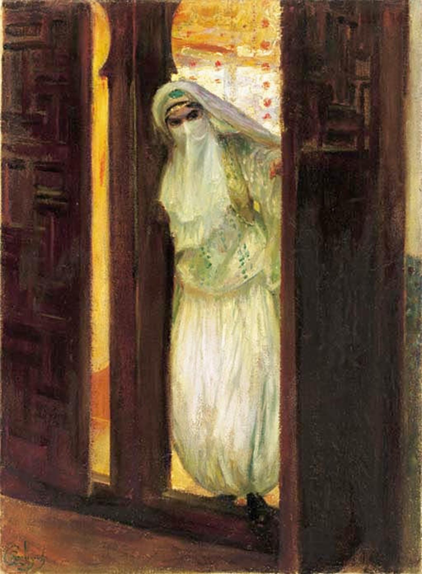 ARTXLXXBN Famous Art Print Poster Vintage Wall Art Veiled Beauty by Georges Antoine Rochegrosse Canvas Art Poster for Home Decor 60x90cm