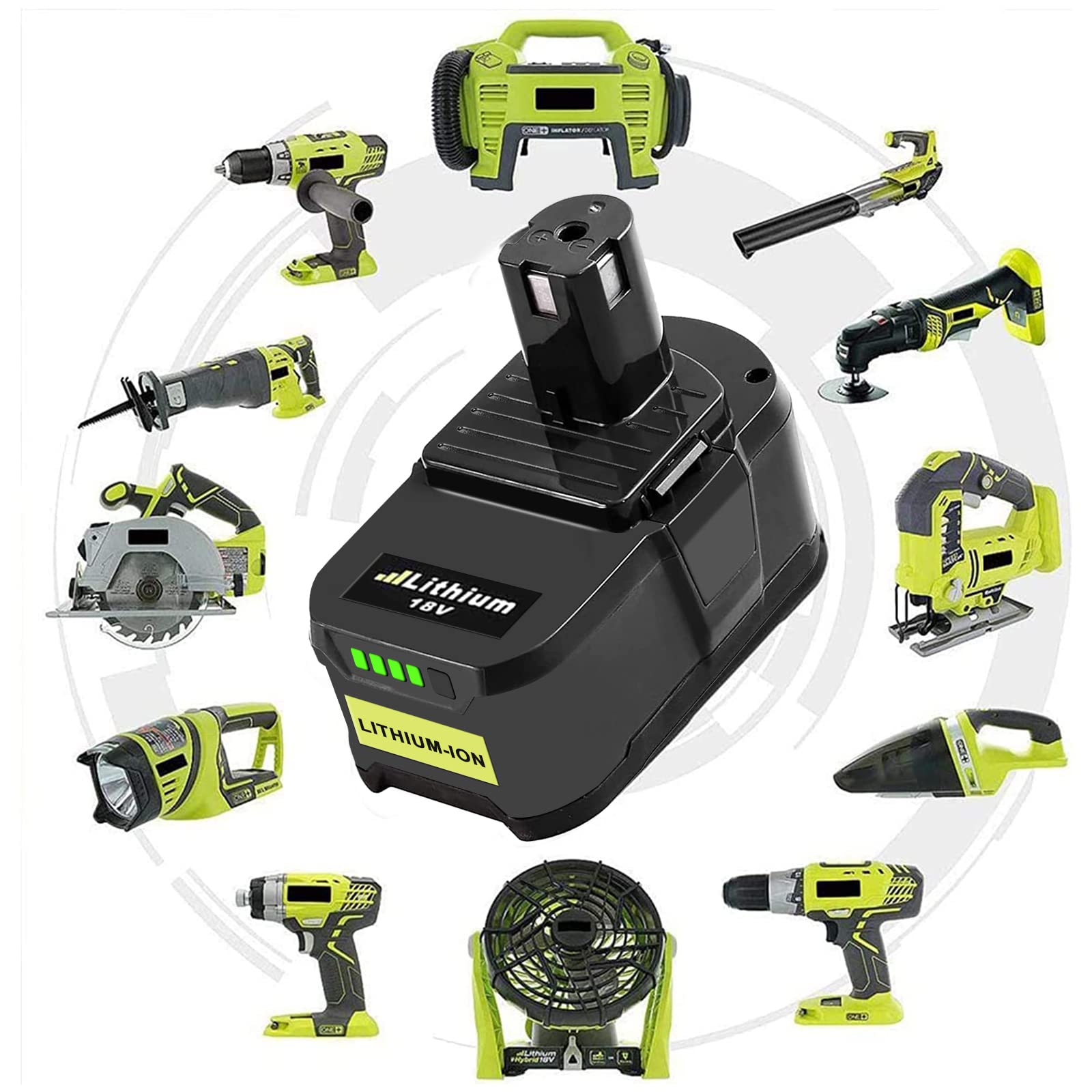 Batteries de Rechange Ryobi 18V 5000mAh B18L25 RB18L13 RB18L50 RB18L40 avec Indicateur LED