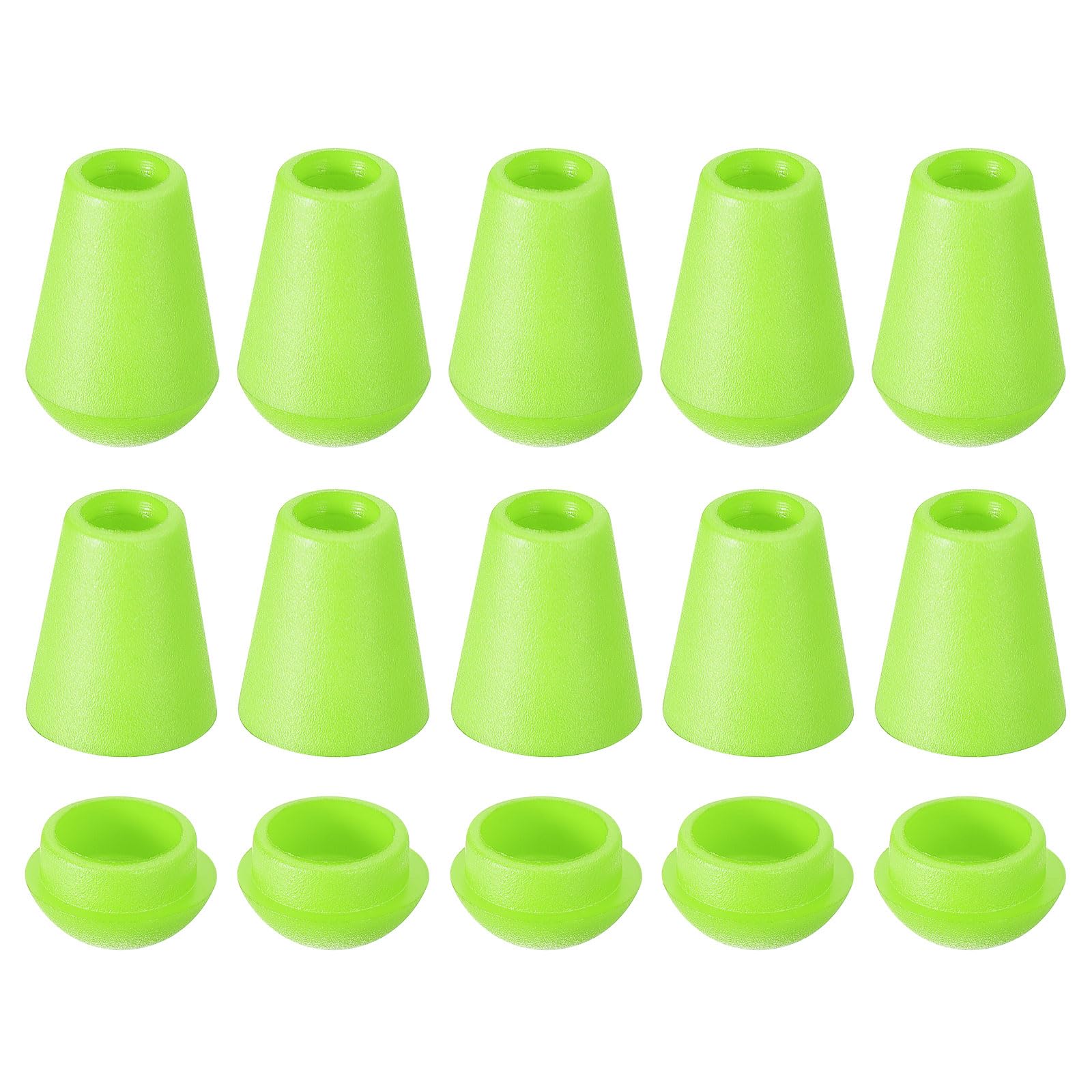 sourcing map 20Pcs Bell End Stoppers Plastic Cord Rope End Lock Rope Fasteners Toggle Clip with Lid for Drawstring Lanyard Backpack, Green