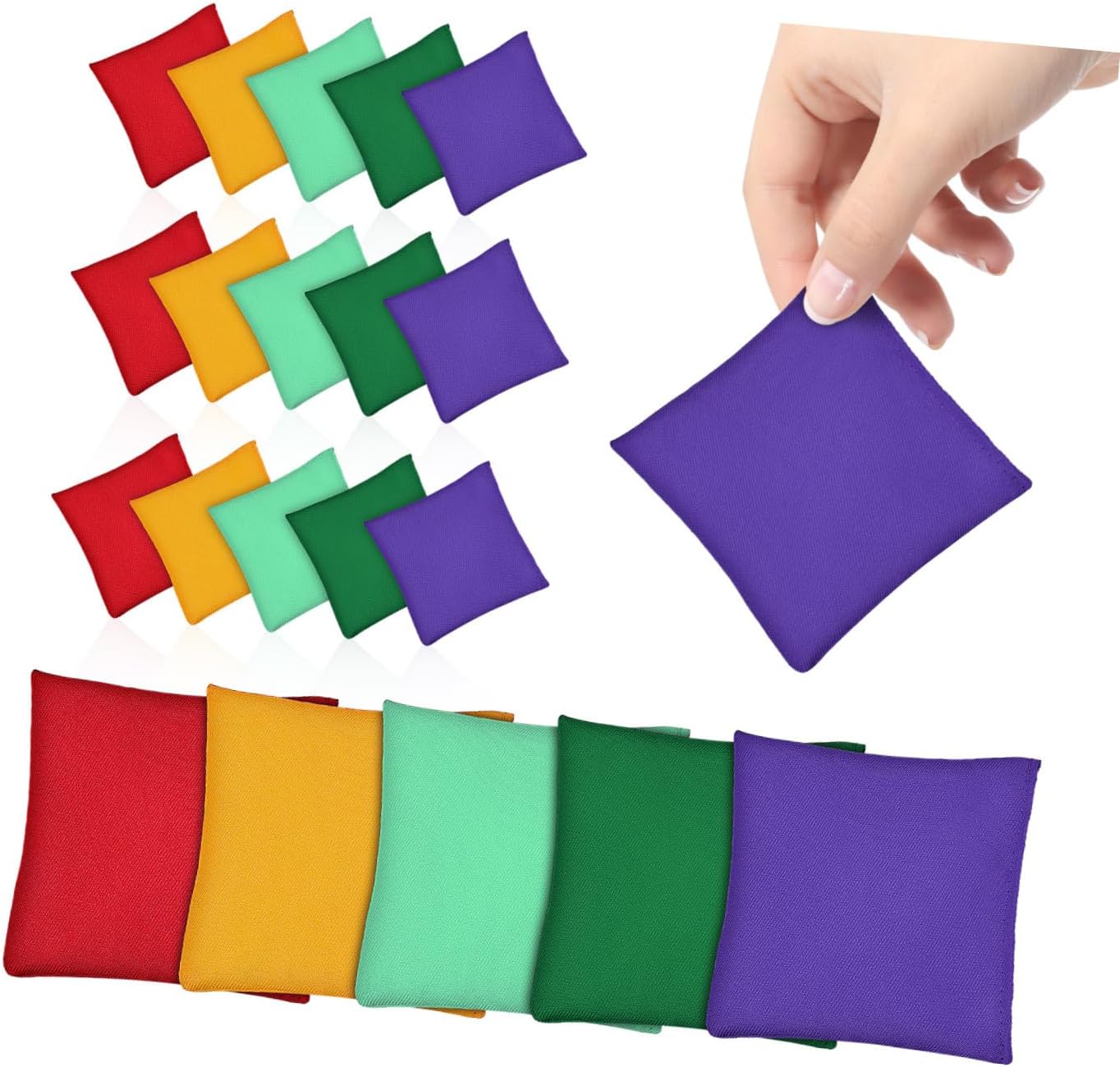 HEALSOPTHY 20pcs Bean Bags for Toss Games Tossing Bags for Boys and Girls Adults for Outdoor Activities Teamwork Games and Family Fun