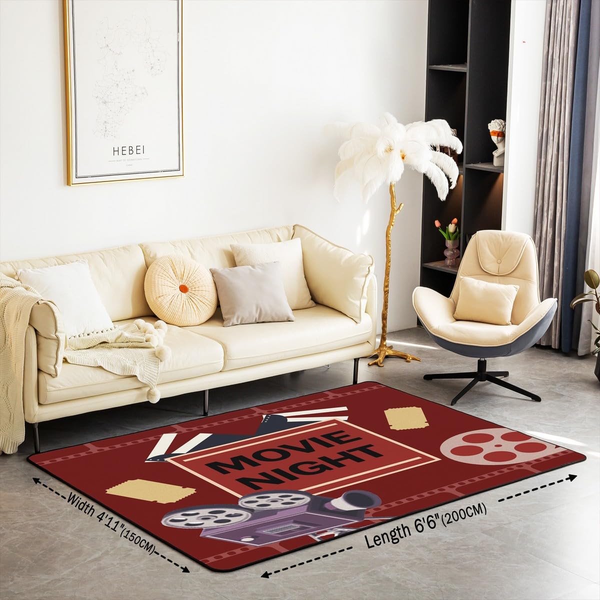 jejeloiu Tappeti per soggiorno cinema per bambini cinema decorazione accento tappeto area tappeto 5x7 notte cinema tappeto interno decorazione home theater tappeto decorativo