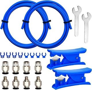 Aemygo 2 Pcs 3D Printer Bowden Tube 1M, PTFE Tube Teflon Bowden Tubing with high Grade PC4-M6 & PC4-M10 Pneumatic Fittings, Tube Cutter, for 1.75mm Filament Ender 3/Ender 3 V2/Ender 3 Pro/CR 10 Series