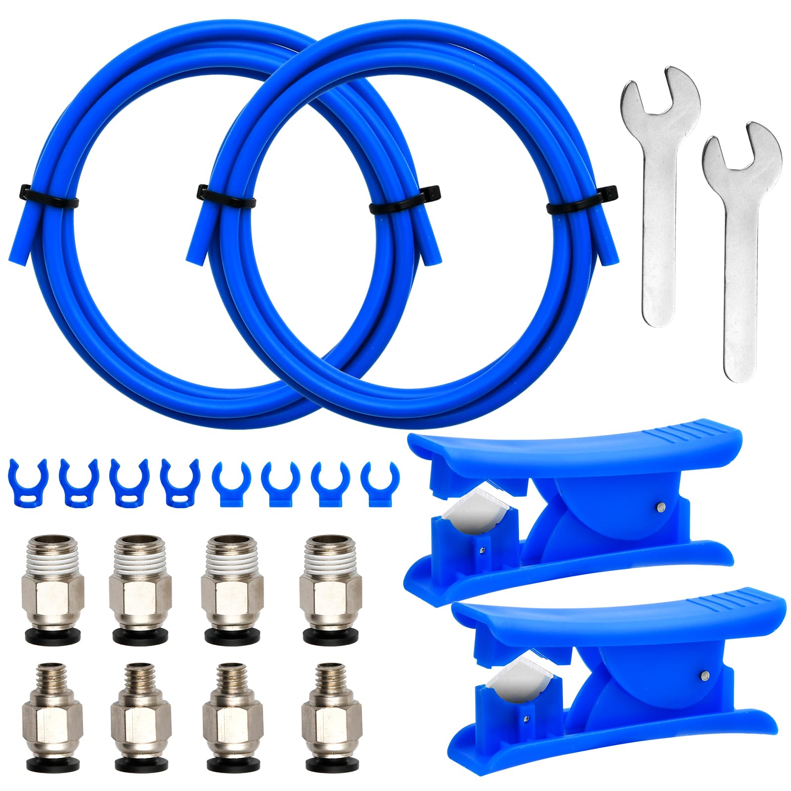 Aemygo 2 Pcs 3D Printer Bowden Tube 1M, PTFE Tube Teflon Bowden Tubing with high Grade PC4-M6 & PC4-M10 Pneumatic Fittings, Tube Cutter, for 1.75mm Filament Ender 3/Ender 3 V2/Ender 3 Pro/CR 10 Series