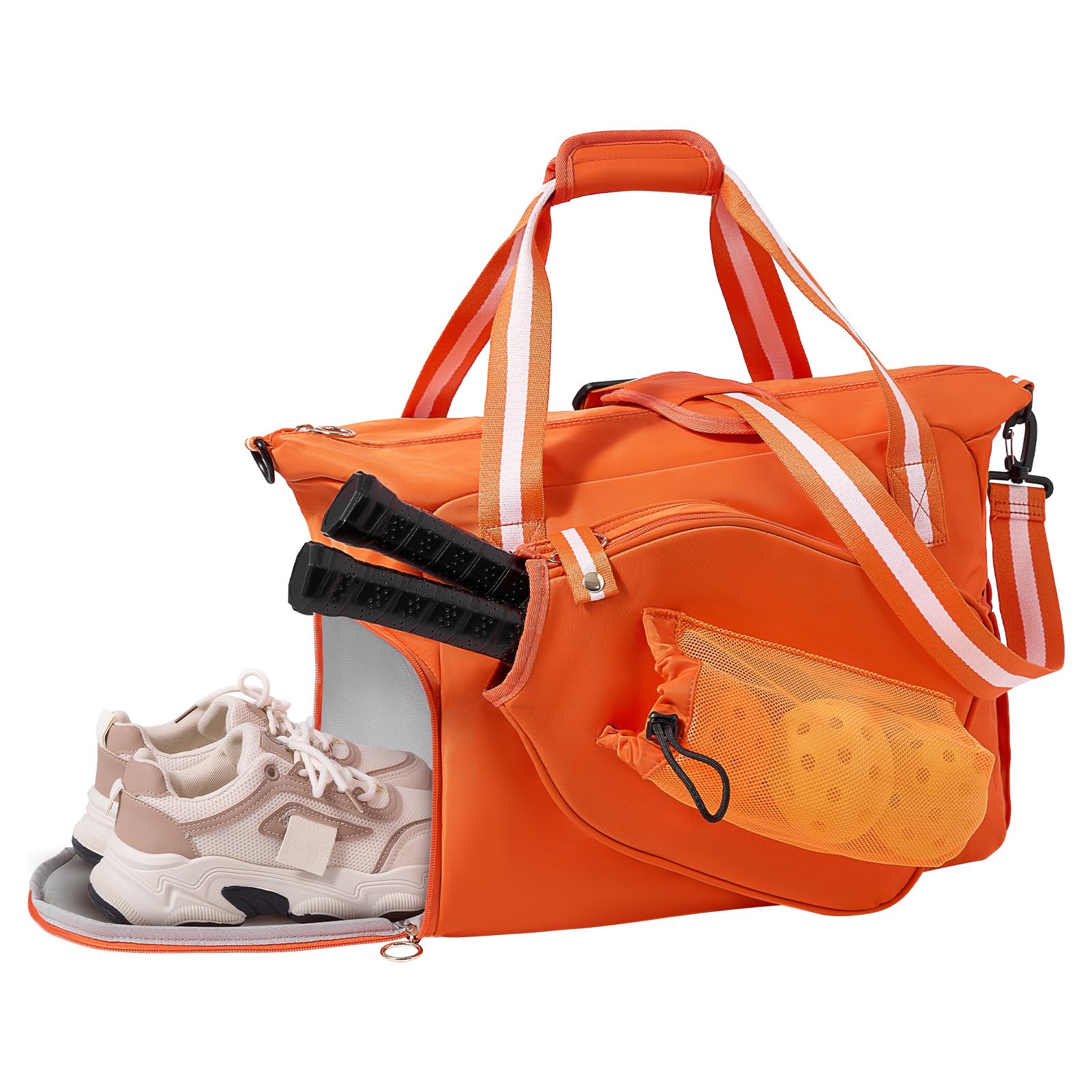 Sport Gym Duffel Bag for Men 40L Travel Duffel Bags with Shoulder Strap Bag Large Capacity Durable Lightweight Bag with Shoes Compartment (Mirror Orange, 35L)